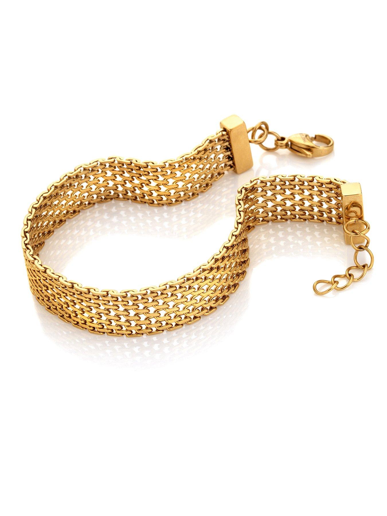 Image 2 of 3 of Ava & Sky Ava &amp; Sky Womens Mesh Wide Chain Bracelet - Gold