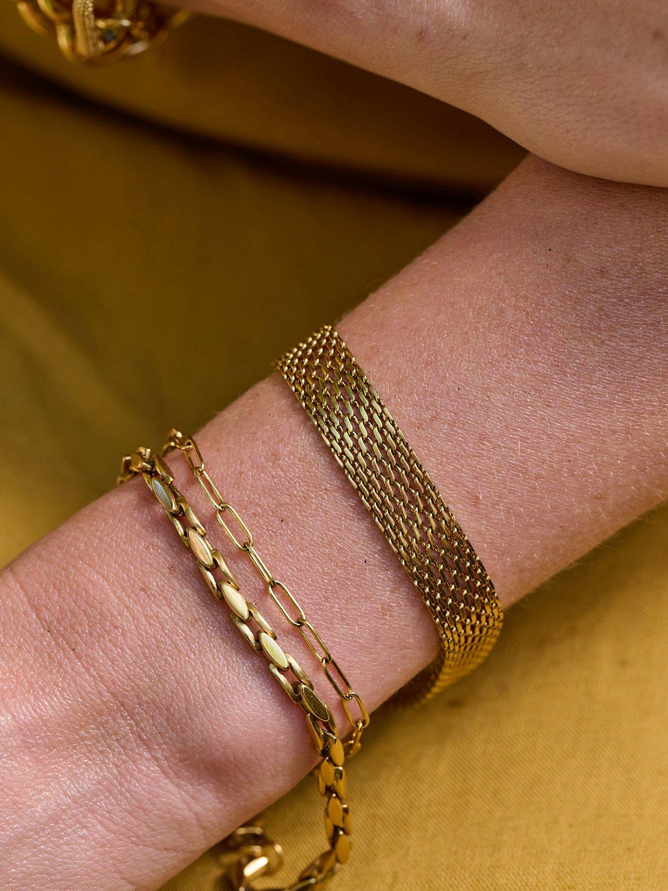 Image 3 of 3 of Ava & Sky Ava &amp; Sky Womens Mesh Wide Chain Bracelet - Gold