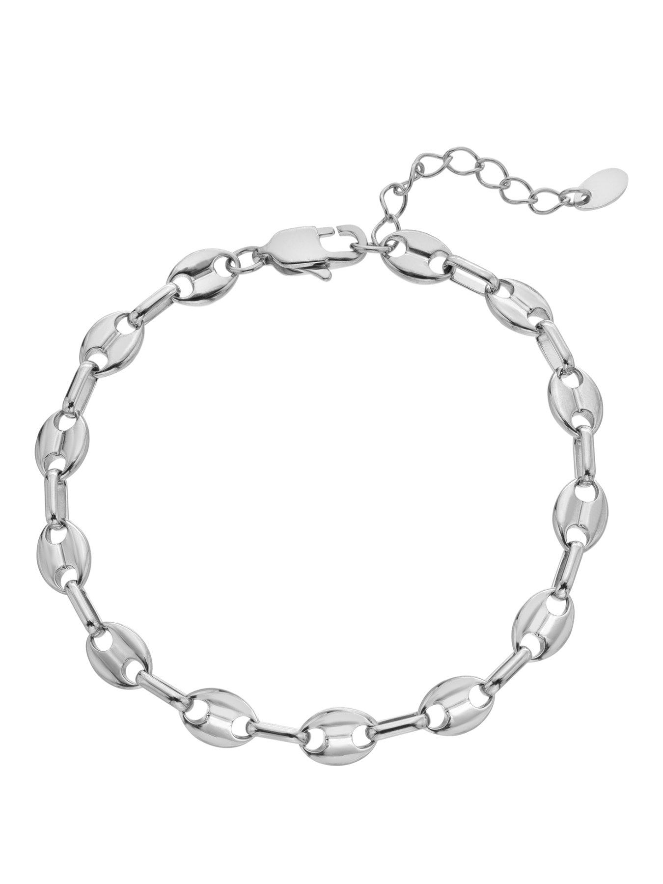 Image 1 of 3 of Ava & Sky Womens Coffee Bean Polished Silver-Tone Chunky Bracelet - Silver