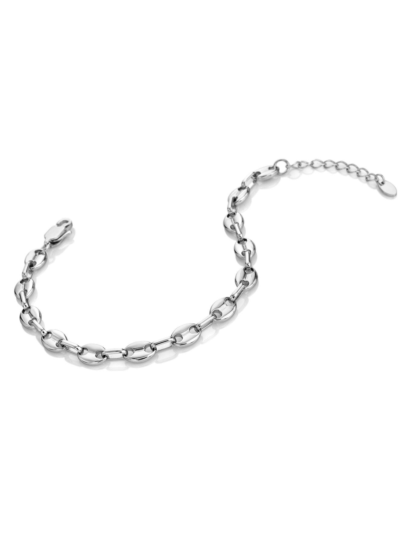 Image 2 of 3 of Ava & Sky Womens Coffee Bean Polished Silver-Tone Chunky Bracelet - Silver