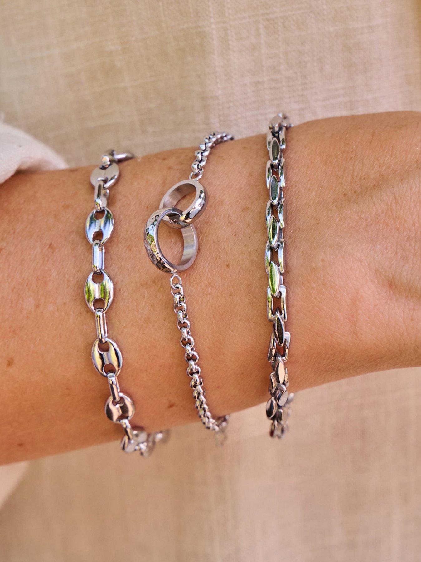 Image 3 of 3 of Ava & Sky Womens Coffee Bean Polished Silver-Tone Chunky Bracelet - Silver