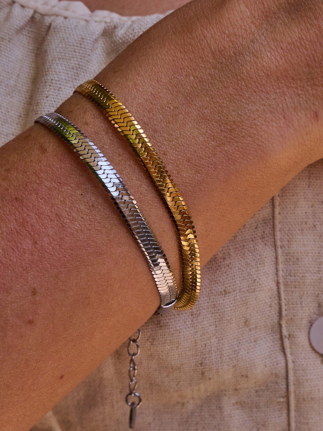 Image 3 of 3 of Ava & Sky Womens Adjustable Snake Chain Bracelet - Silver