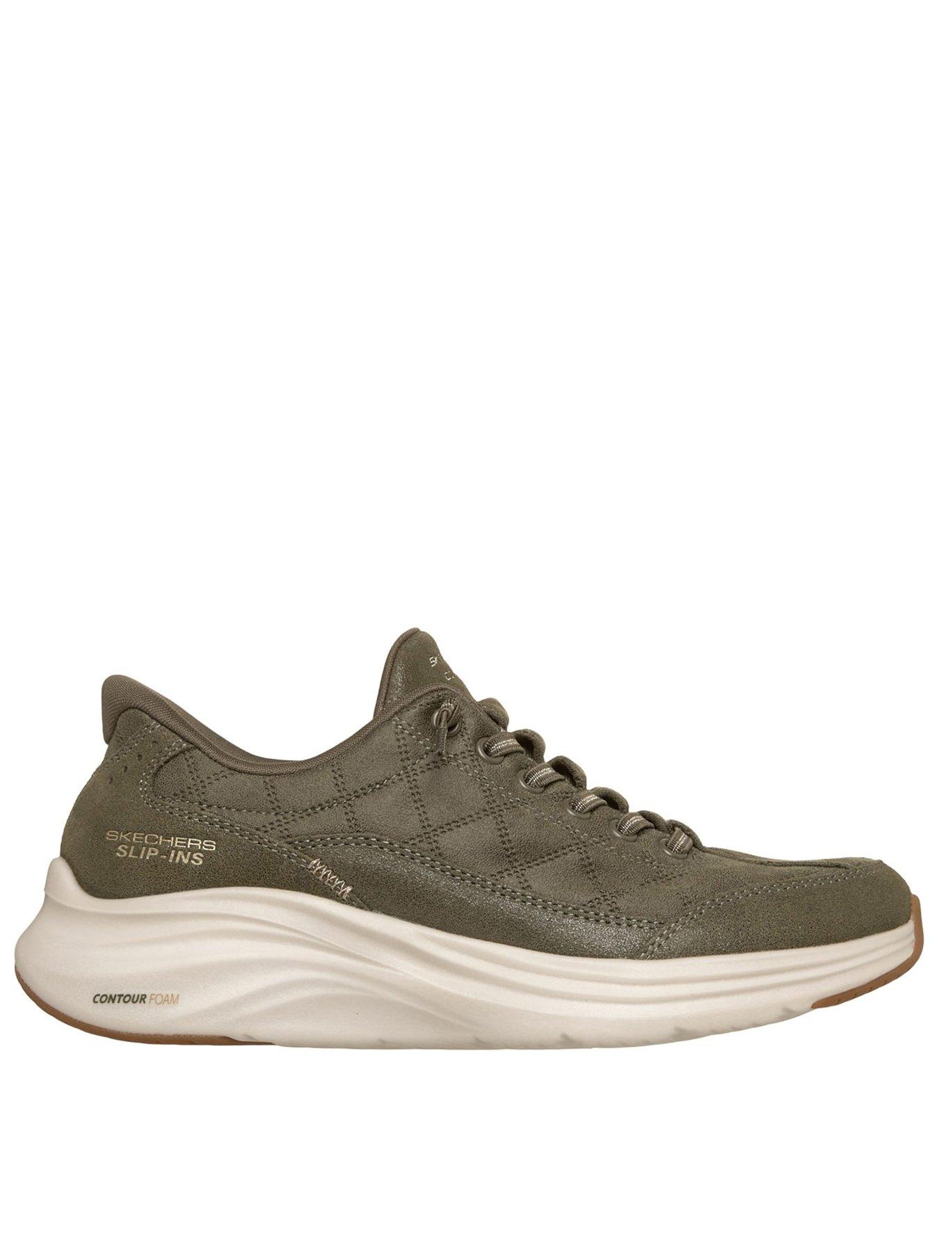 Skechers Womens Contour Foam Cozy Fit Suede Trainers, Olive, Size 8, Women - Image 9