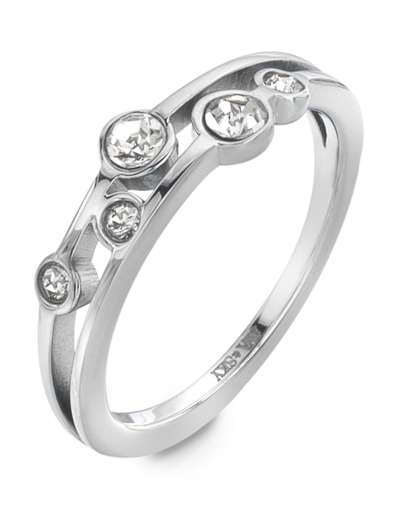 Image 1 of 3 of Ava & Sky Womens Tender Multi-Stone Slim Band Ring - Silver