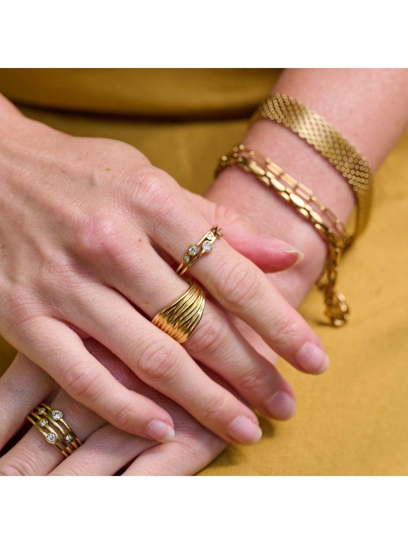 Image 3 of 4 of Ava & Sky Womens Tender Mixed Stone Slim Ring - Gold
