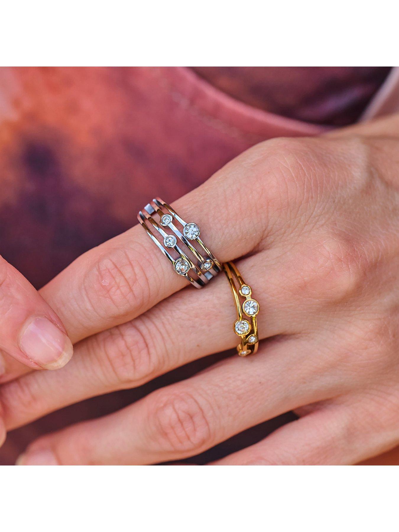 Image 4 of 4 of Ava & Sky Womens Tender Mixed Stone Slim Ring - Gold