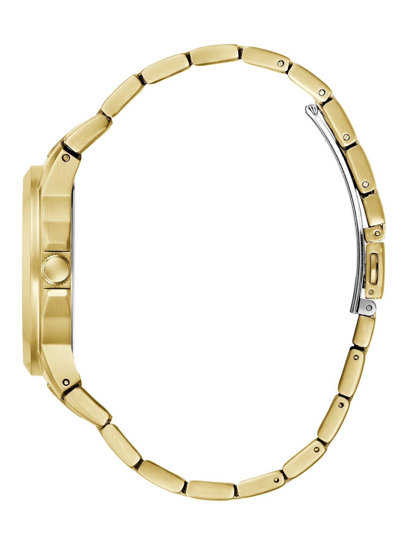 Image 3 of 6 of Guess Gents Gold tone stone set watch with black dial and gold tone bracelet