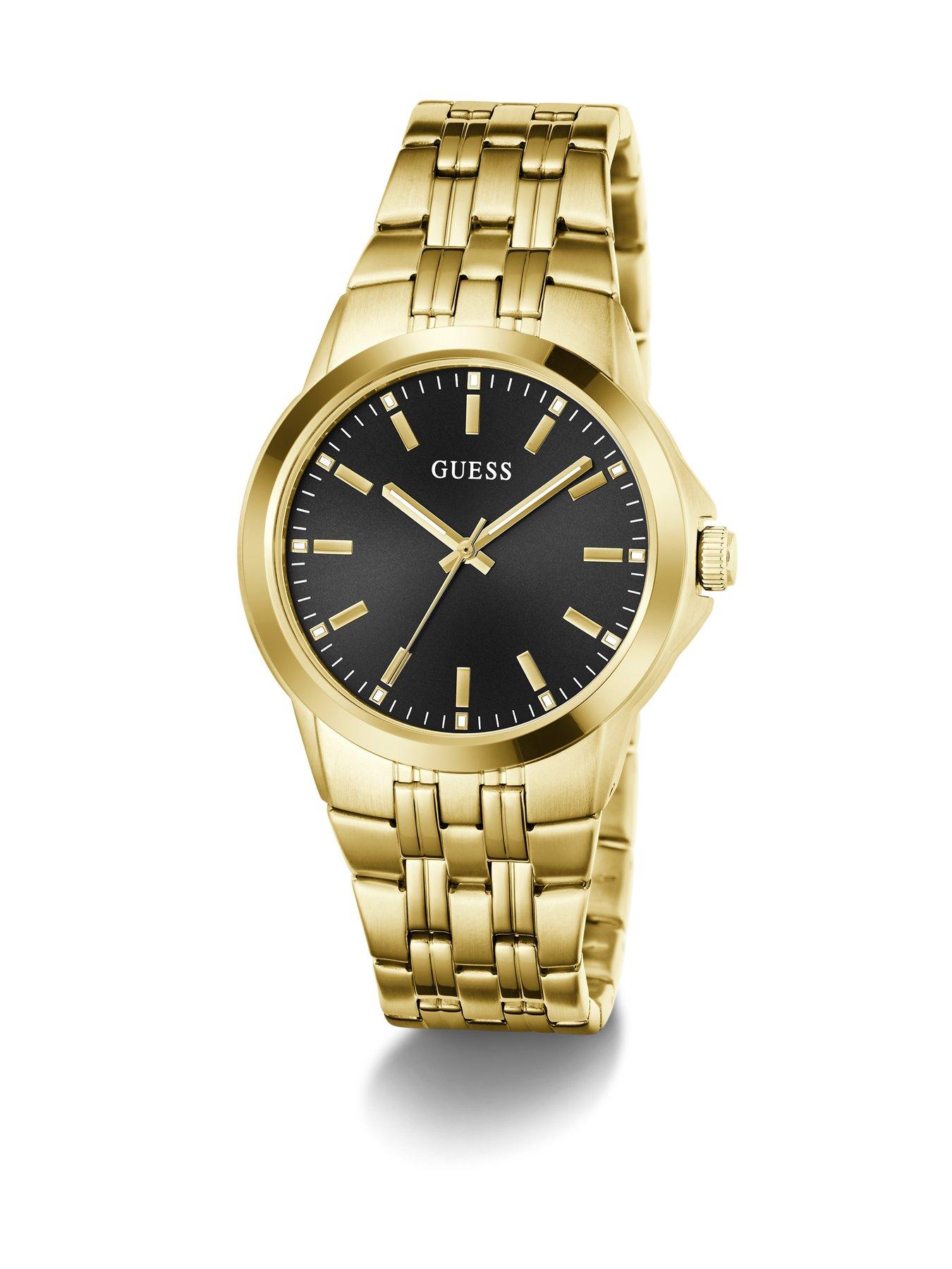 Image 6 of 6 of Guess Gents Gold tone stone set watch with black dial and gold tone bracelet