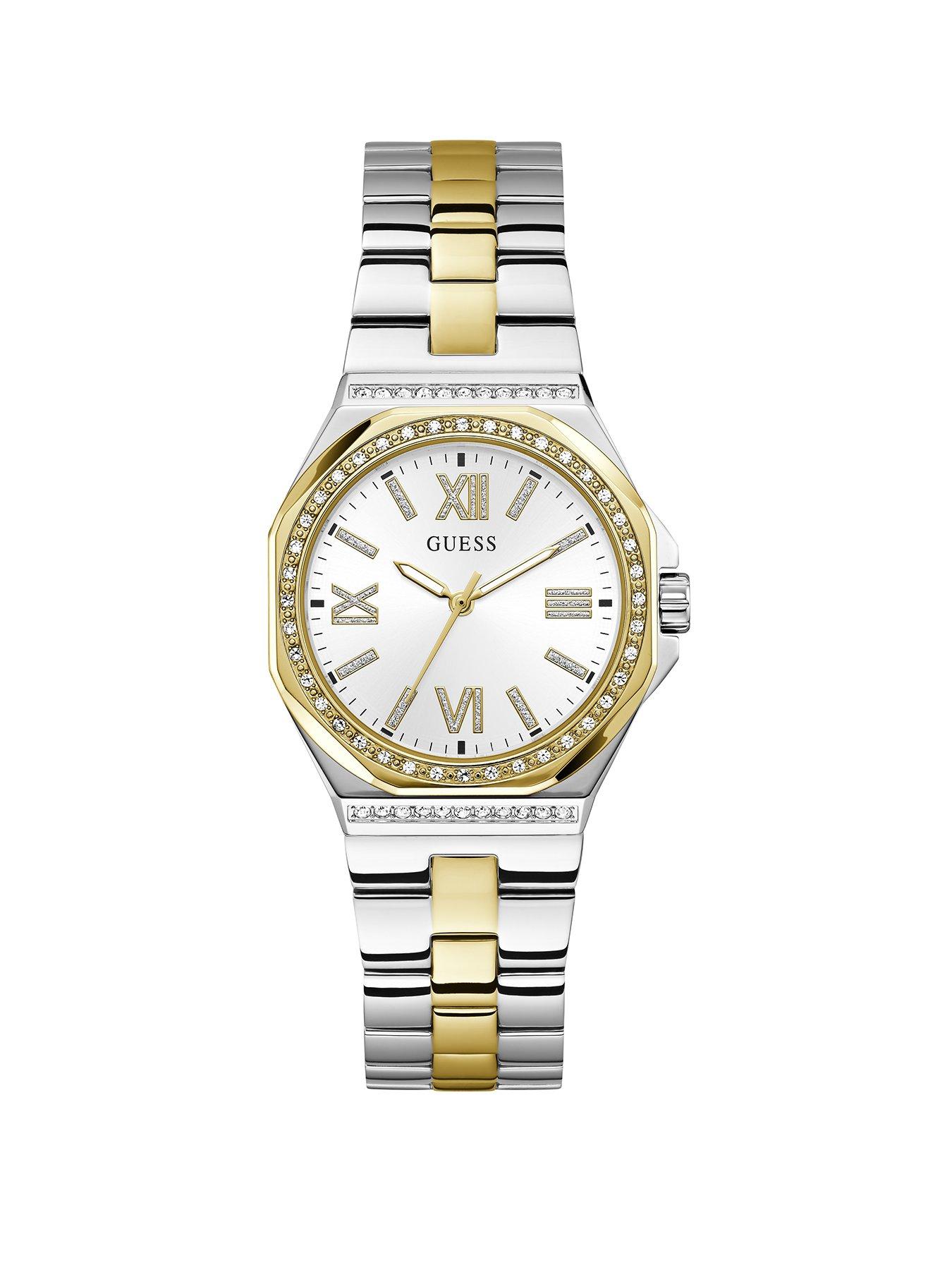 Image 1 of 6 of Guess GUESS Ladies stone set two tone watch with silver tone dial and two tone bracelet