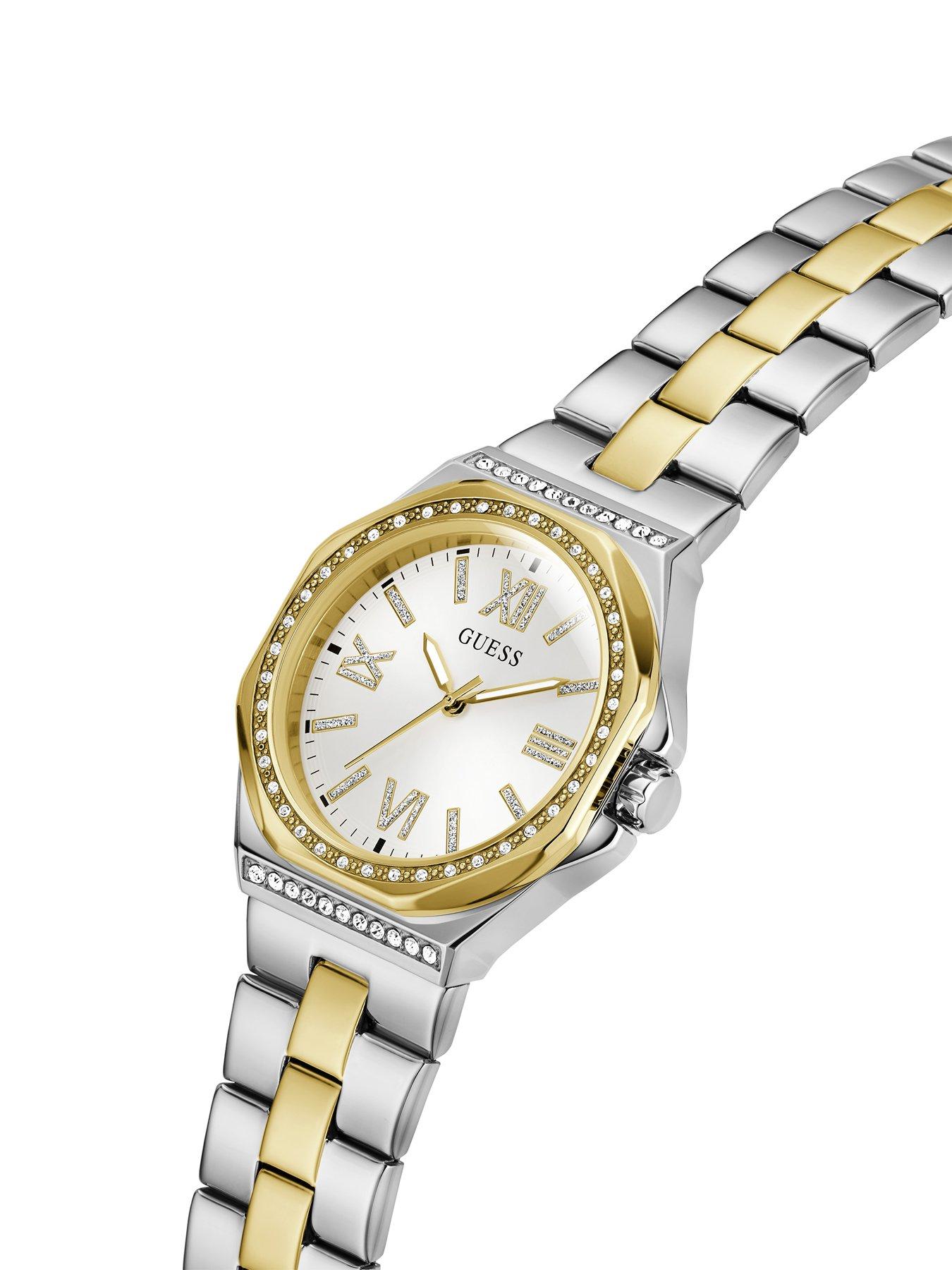 Image 5 of 6 of Guess GUESS Ladies stone set two tone watch with silver tone dial and two tone bracelet