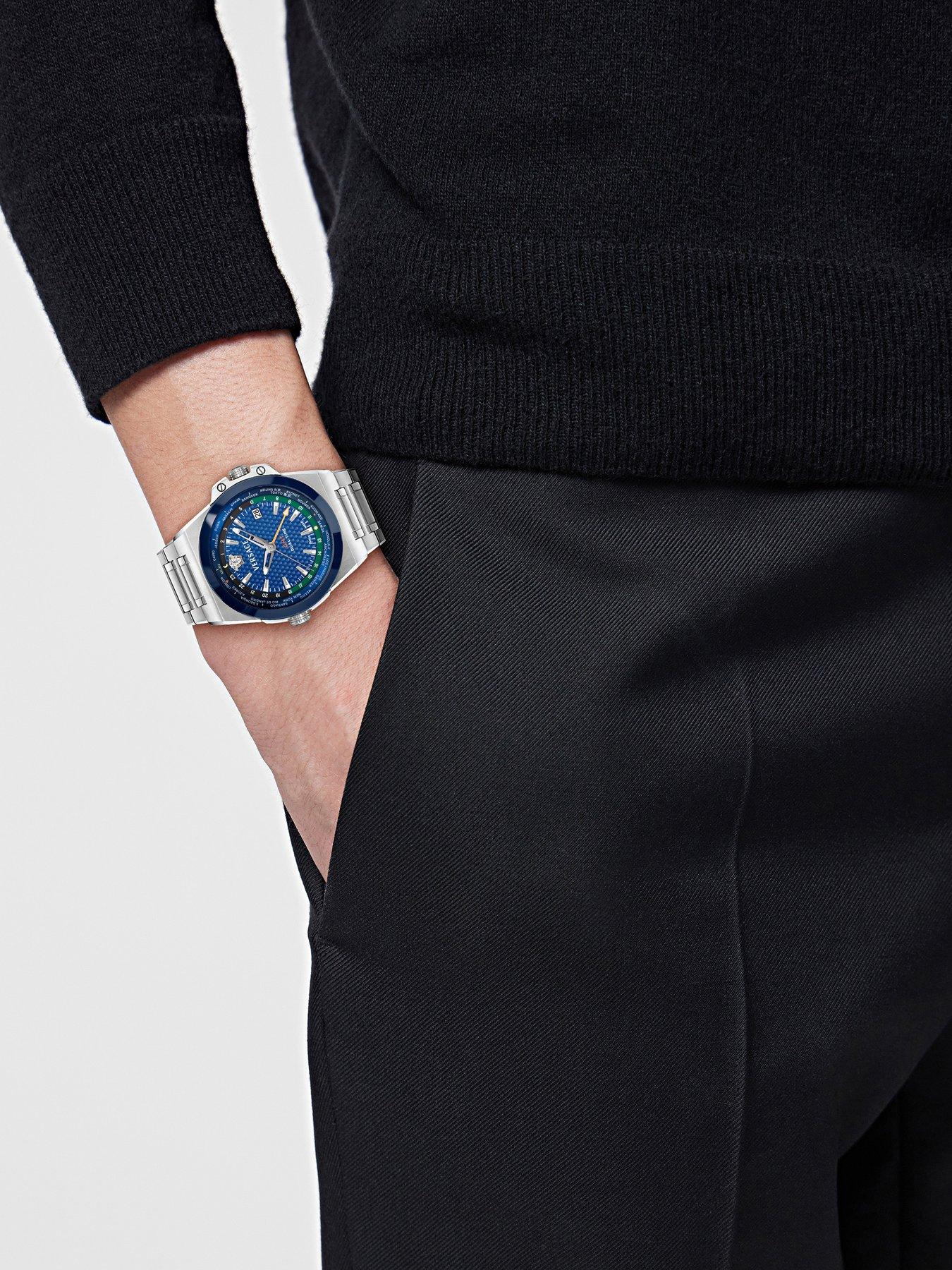 Image 2 of 4 of VERSACE Versace silver tone watch with blue dial and silver tone bracelet