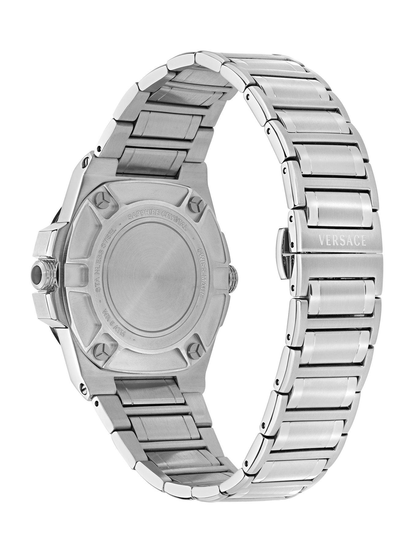 Image 3 of 4 of VERSACE Versace silver tone watch with blue dial and silver tone bracelet