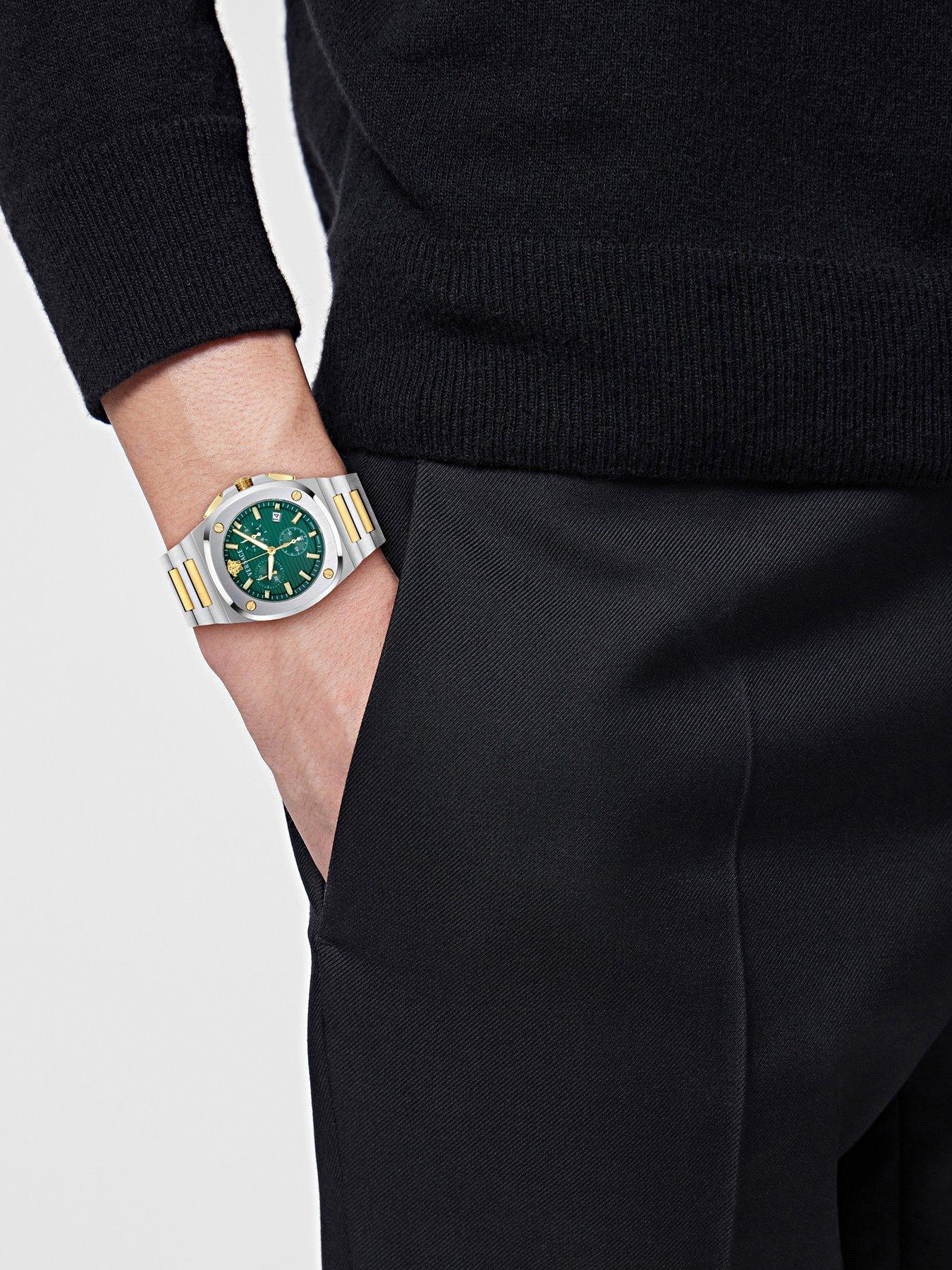 Image 2 of 4 of VERSACE Versace two tone watch with green dial and two tone bracelet