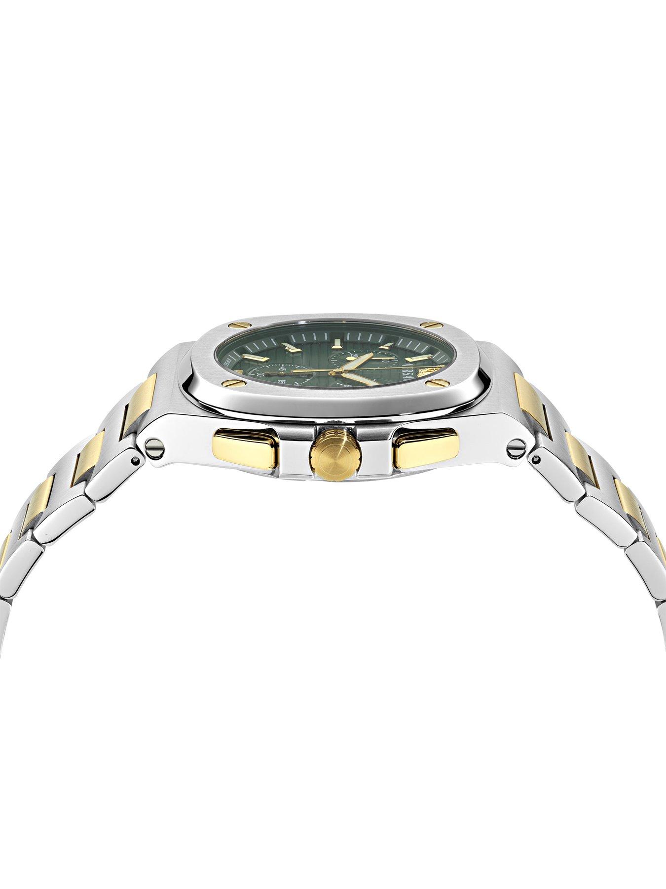 Image 4 of 4 of VERSACE Versace two tone watch with green dial and two tone bracelet