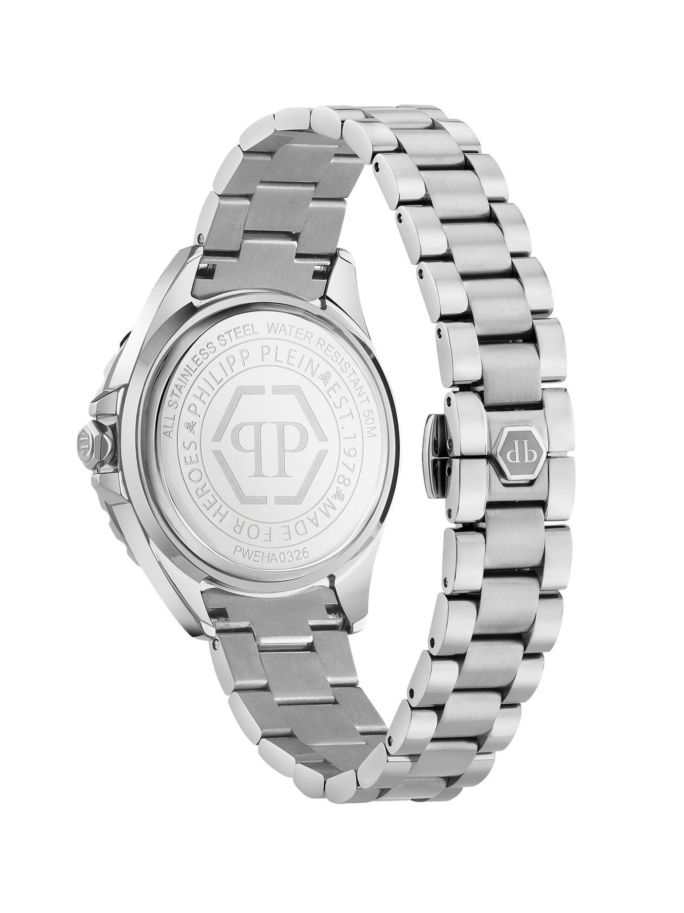 Image 3 of 4 of Philipp Plein Plein Silver tone stone set bracelet with silver tone bracelet