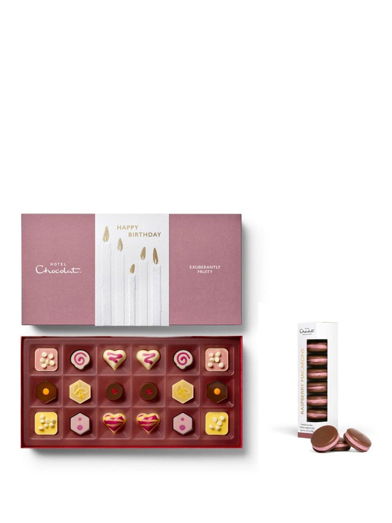 Image 1 of 5 of Hotel Chocolat Happy Birthday Exuberantly Fruity 18 pack & Raspberry Macarons Bundle