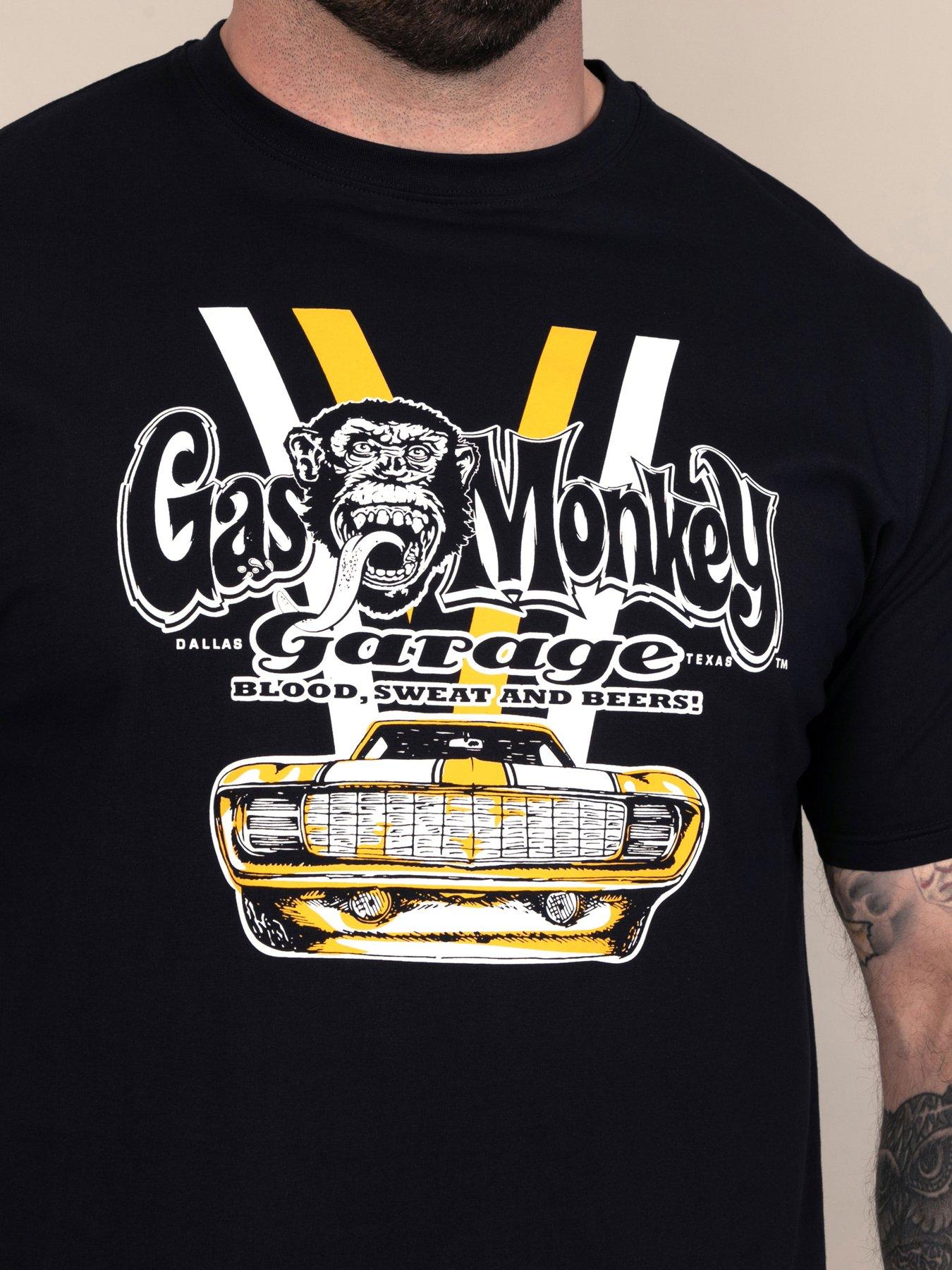 Image 4 of 7 of D555 Mens Official Gas Monkey Graphic Car Print T-Shirt - Navy