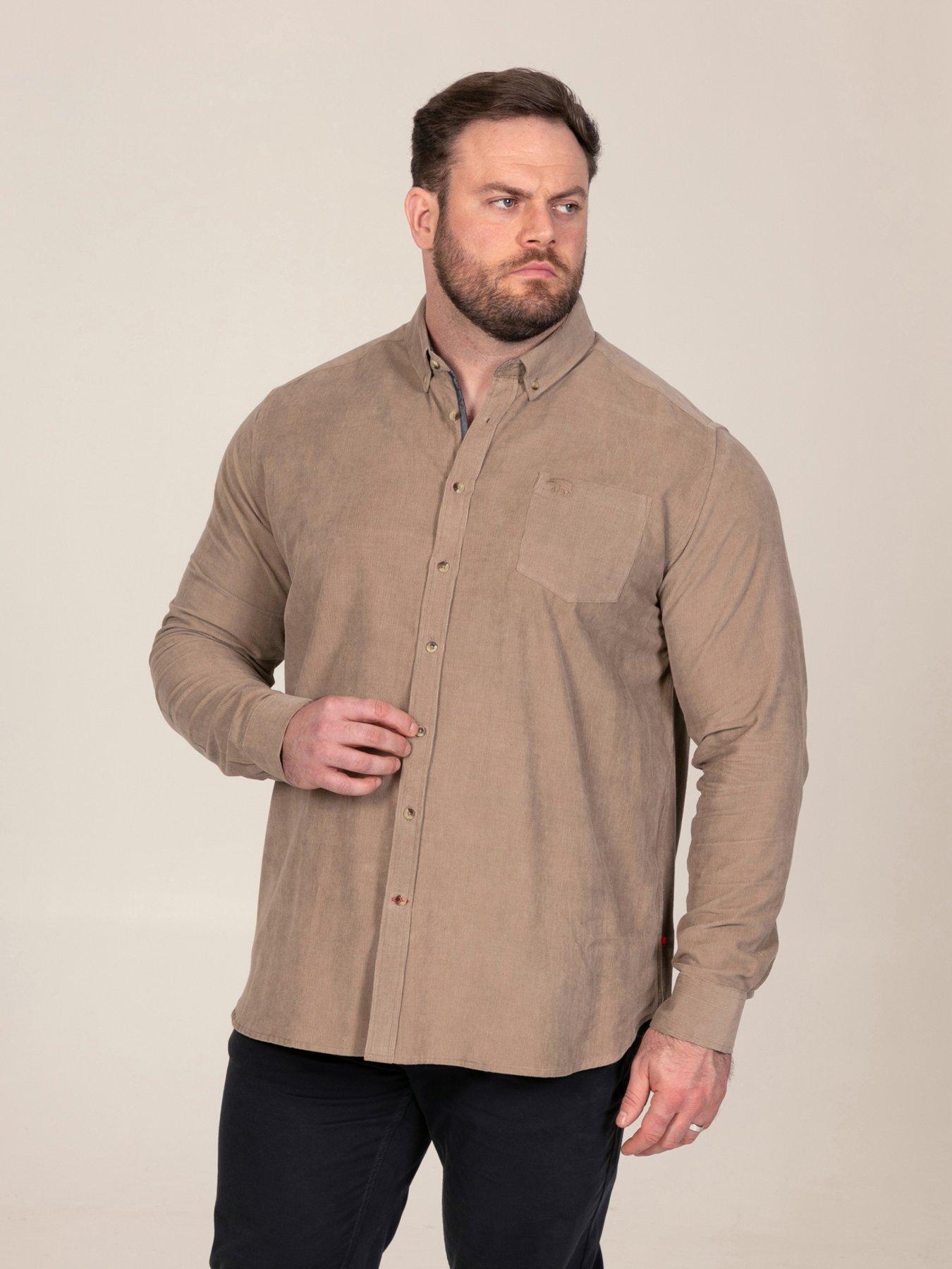 Image 1 of 6 of D555 Mens Button-Down Collar Chest Pocket Corduroy Shirt - Brown