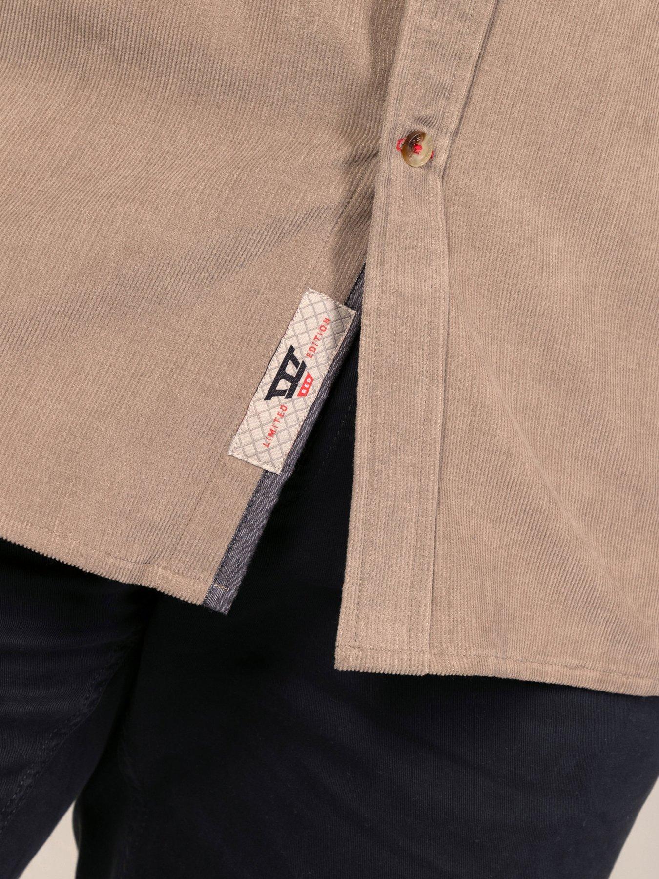 Image 4 of 6 of D555 Mens Button-Down Collar Chest Pocket Corduroy Shirt - Brown
