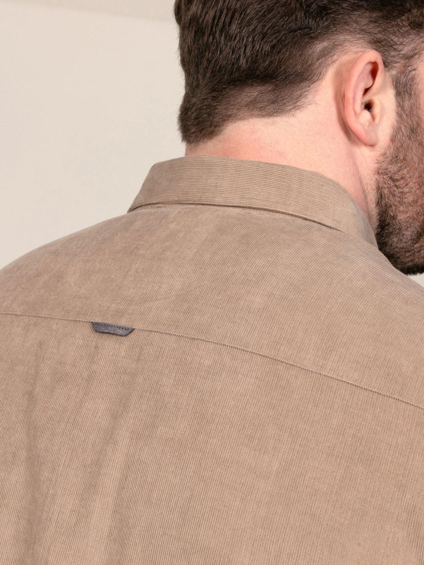 Image 5 of 6 of D555 Mens Button-Down Collar Chest Pocket Corduroy Shirt - Brown