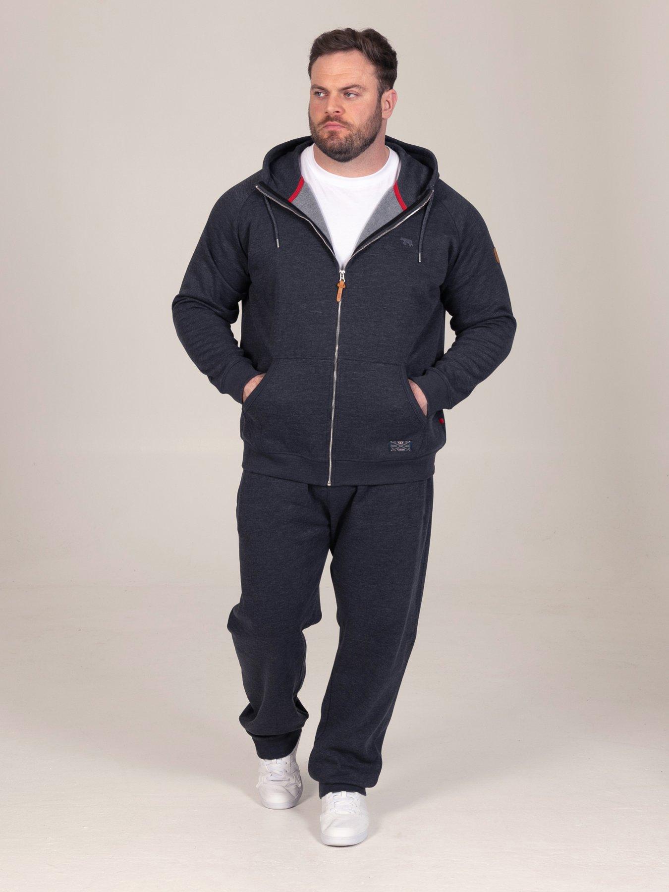 Image 3 of 7 of D555 Mens Fine Stripe Zip Through Hoodie With Kangaroo Pocket - Navy