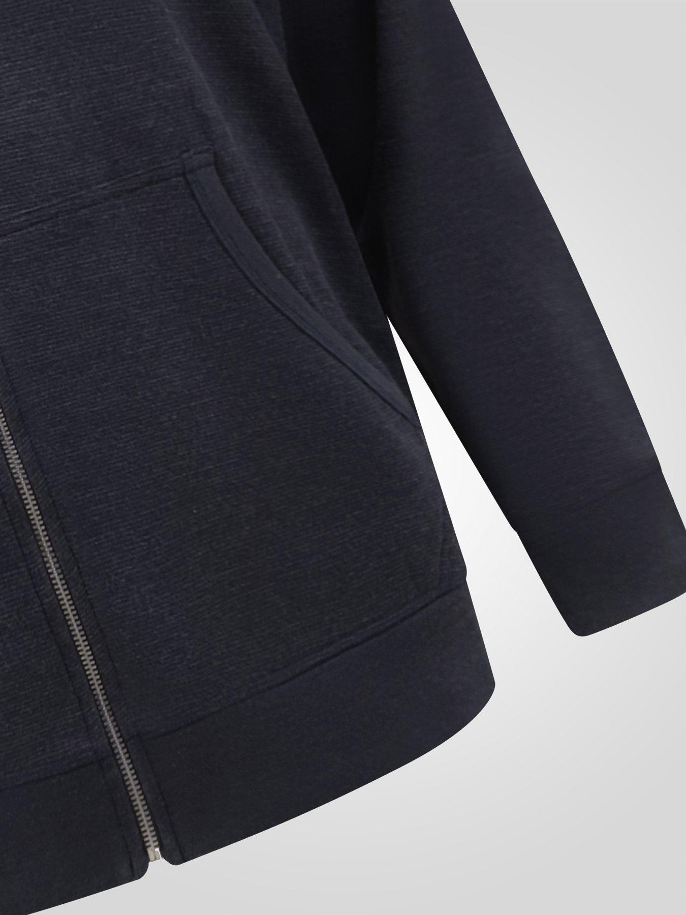 Image 5 of 7 of D555 Mens Fine Stripe Zip Through Hoodie With Kangaroo Pocket - Navy