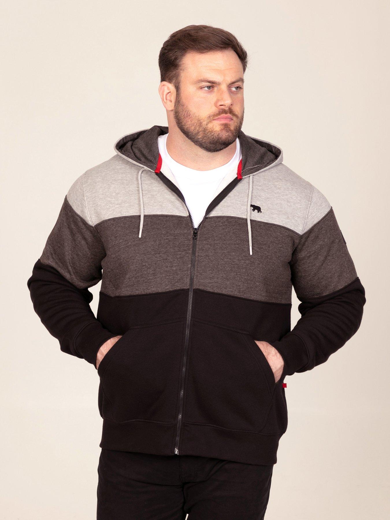 Image 1 of 7 of D555 D555 Zip Through Hoody With Cut & Sew Panels And Kangaroo Pocket