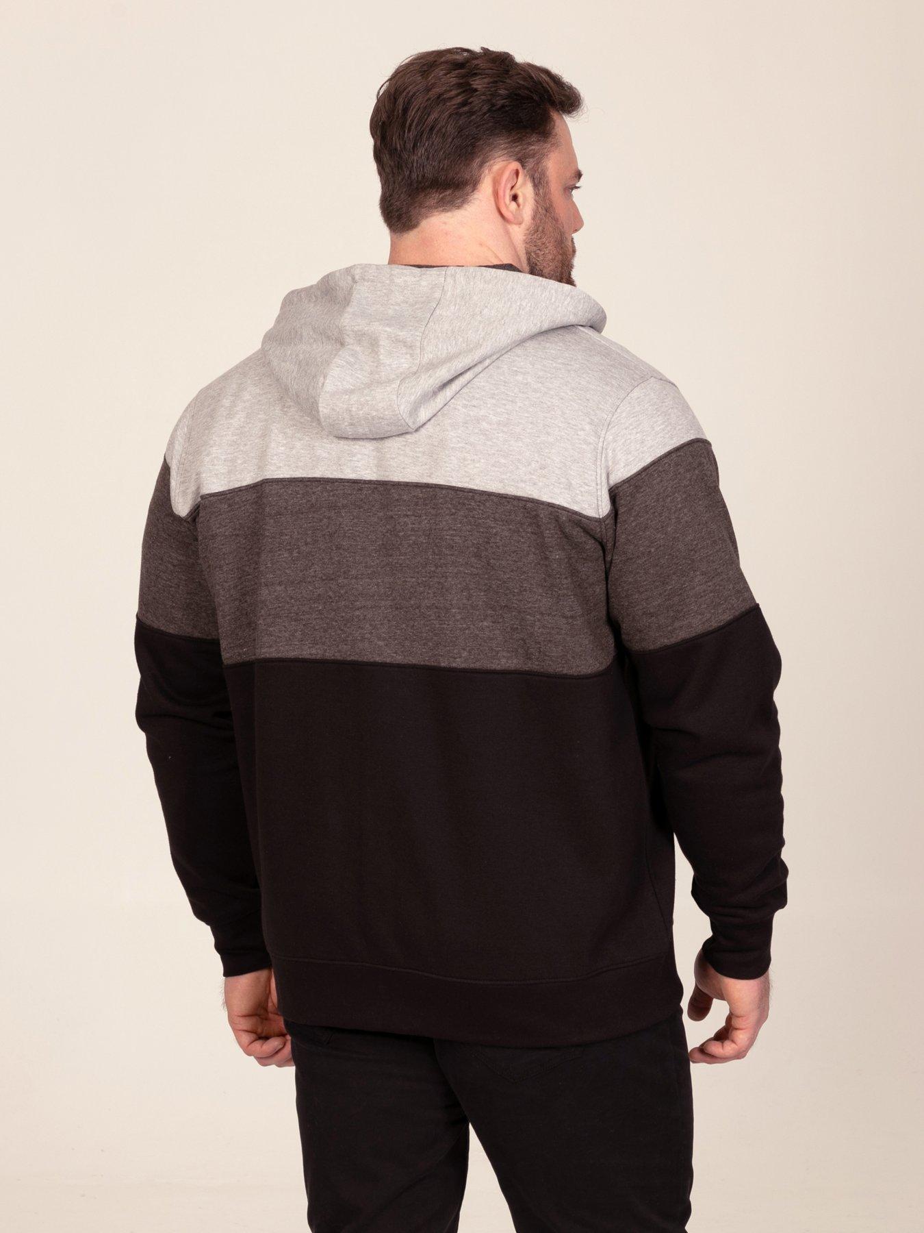Image 2 of 7 of D555 D555 Zip Through Hoody With Cut & Sew Panels And Kangaroo Pocket