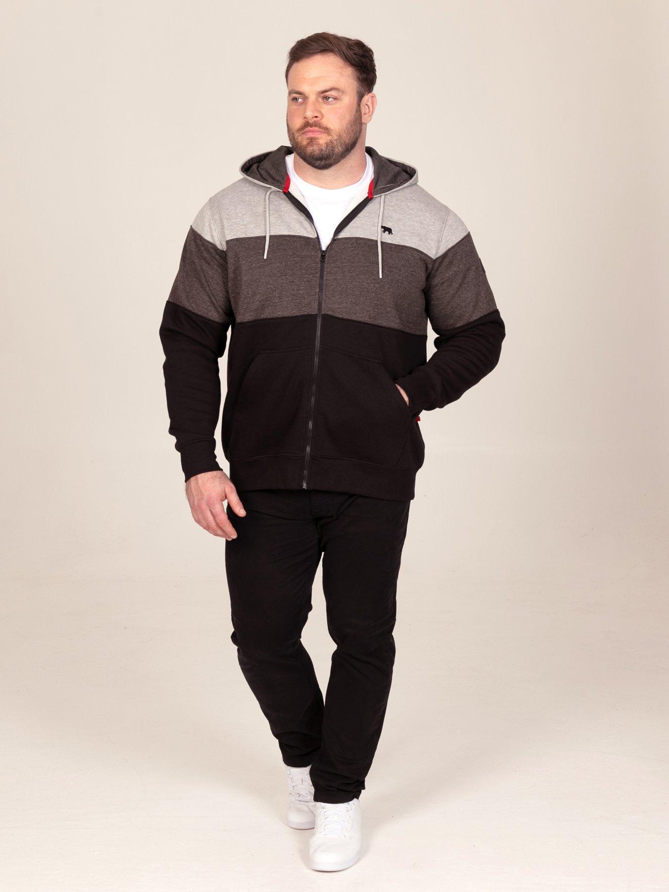 Image 3 of 7 of D555 D555 Zip Through Hoody With Cut & Sew Panels And Kangaroo Pocket