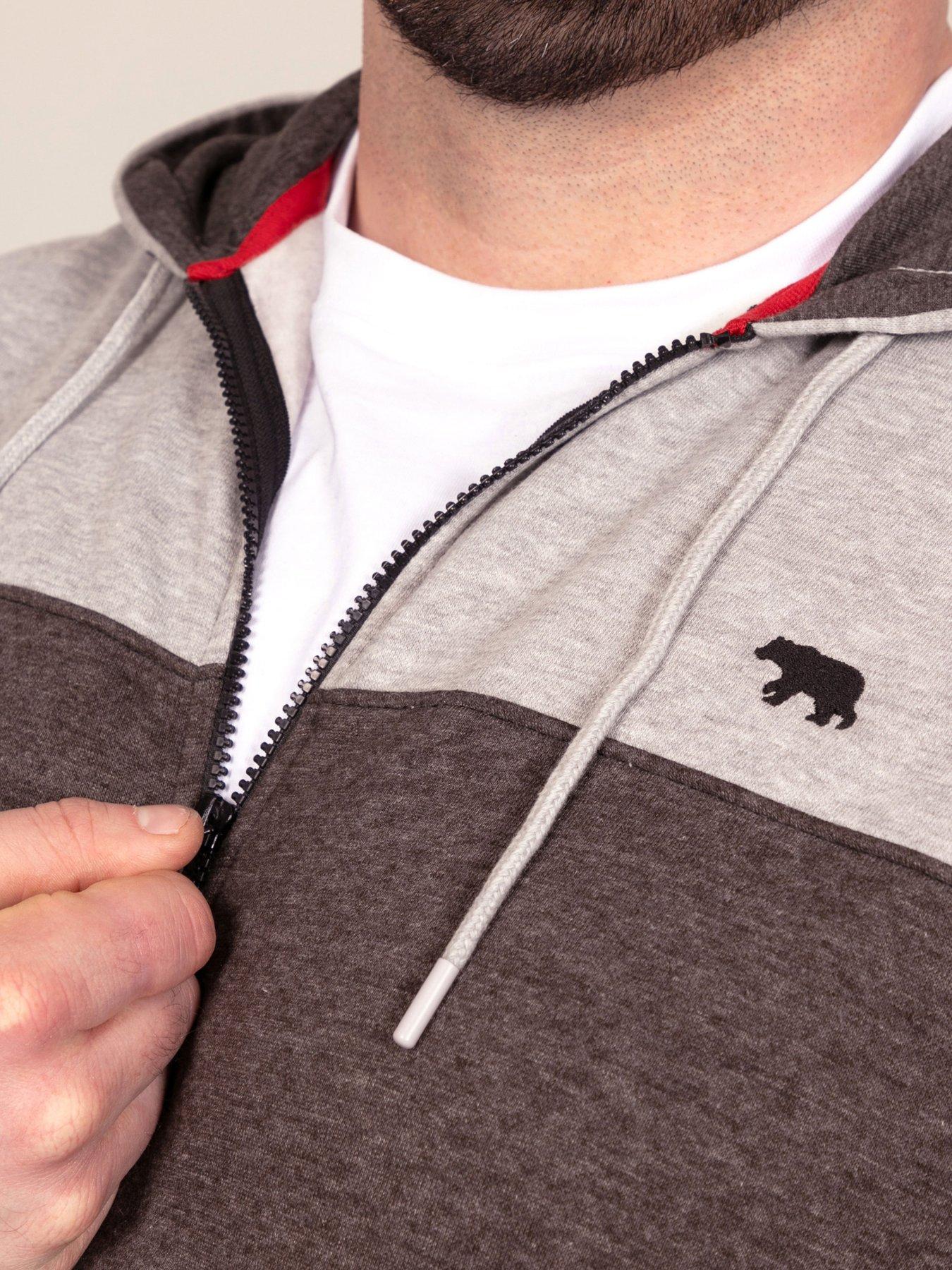 Image 4 of 7 of D555 D555 Zip Through Hoody With Cut & Sew Panels And Kangaroo Pocket