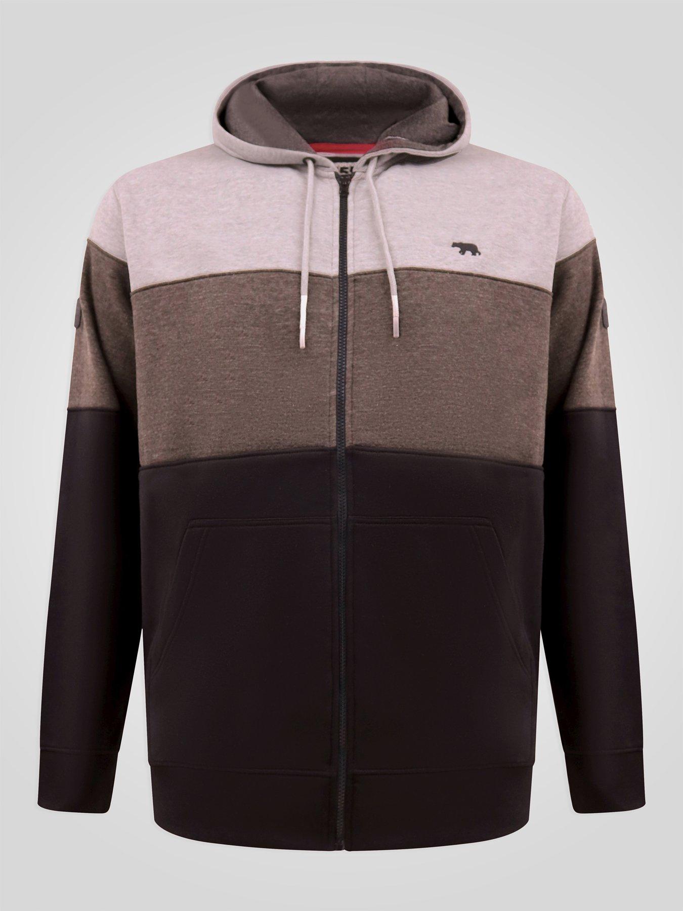 Image 7 of 7 of D555 D555 Zip Through Hoody With Cut & Sew Panels And Kangaroo Pocket