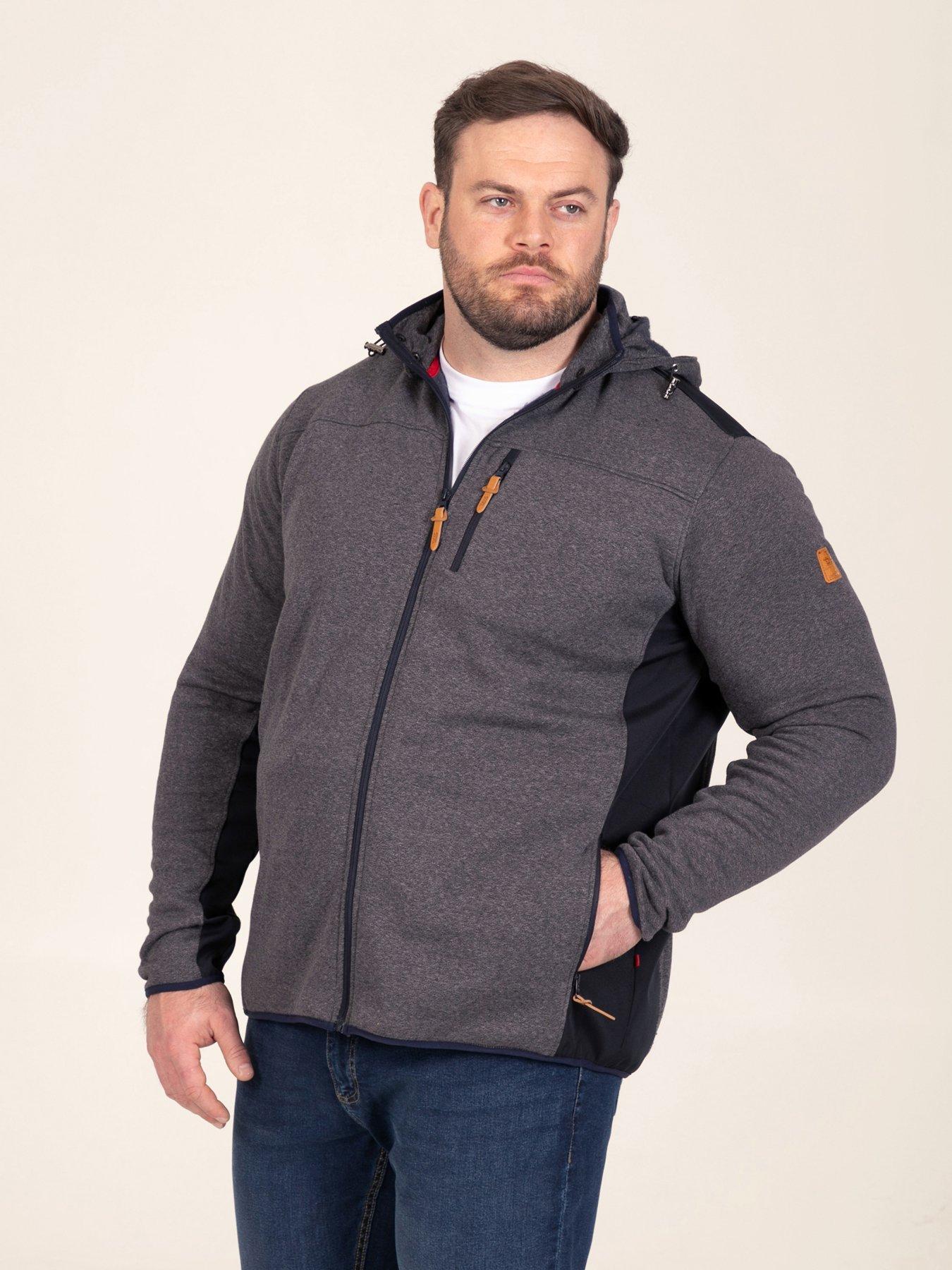 Image 1 of 7 of D555 Mens Detachable Hood Bonded Fleece Zip Through Hoodie - Navy
