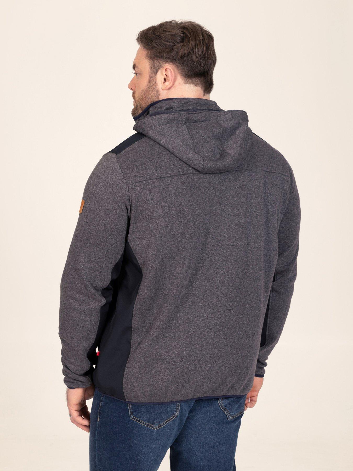 Image 2 of 7 of D555 Mens Detachable Hood Bonded Fleece Zip Through Hoodie - Navy