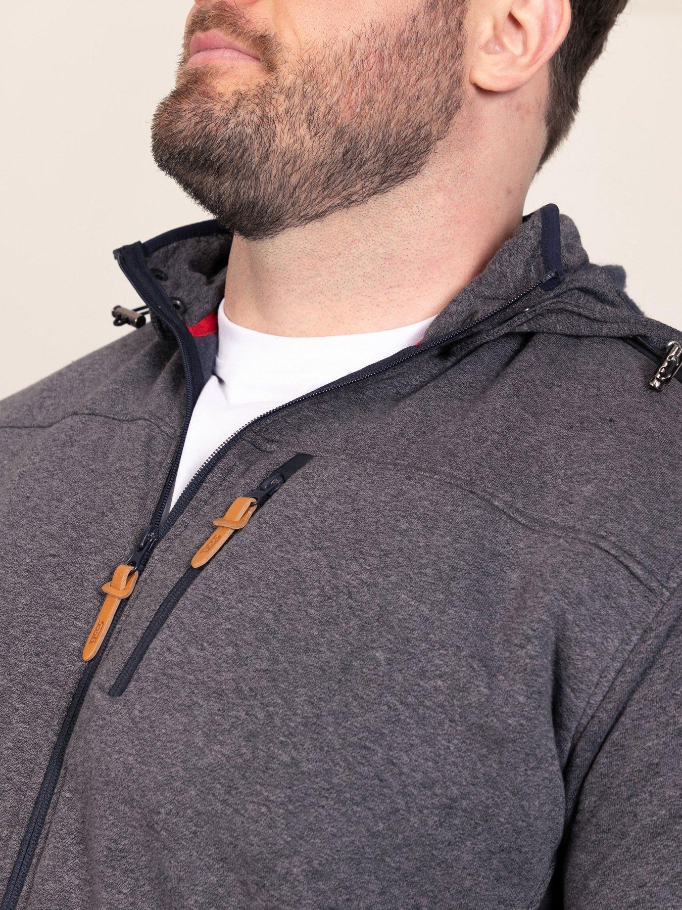 Image 4 of 7 of D555 Mens Detachable Hood Bonded Fleece Zip Through Hoodie - Navy
