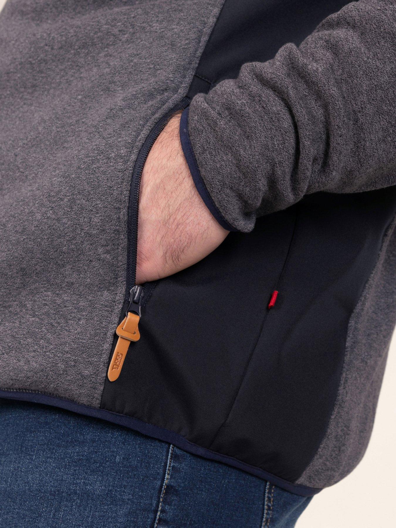 Image 6 of 7 of D555 Mens Detachable Hood Bonded Fleece Zip Through Hoodie - Navy