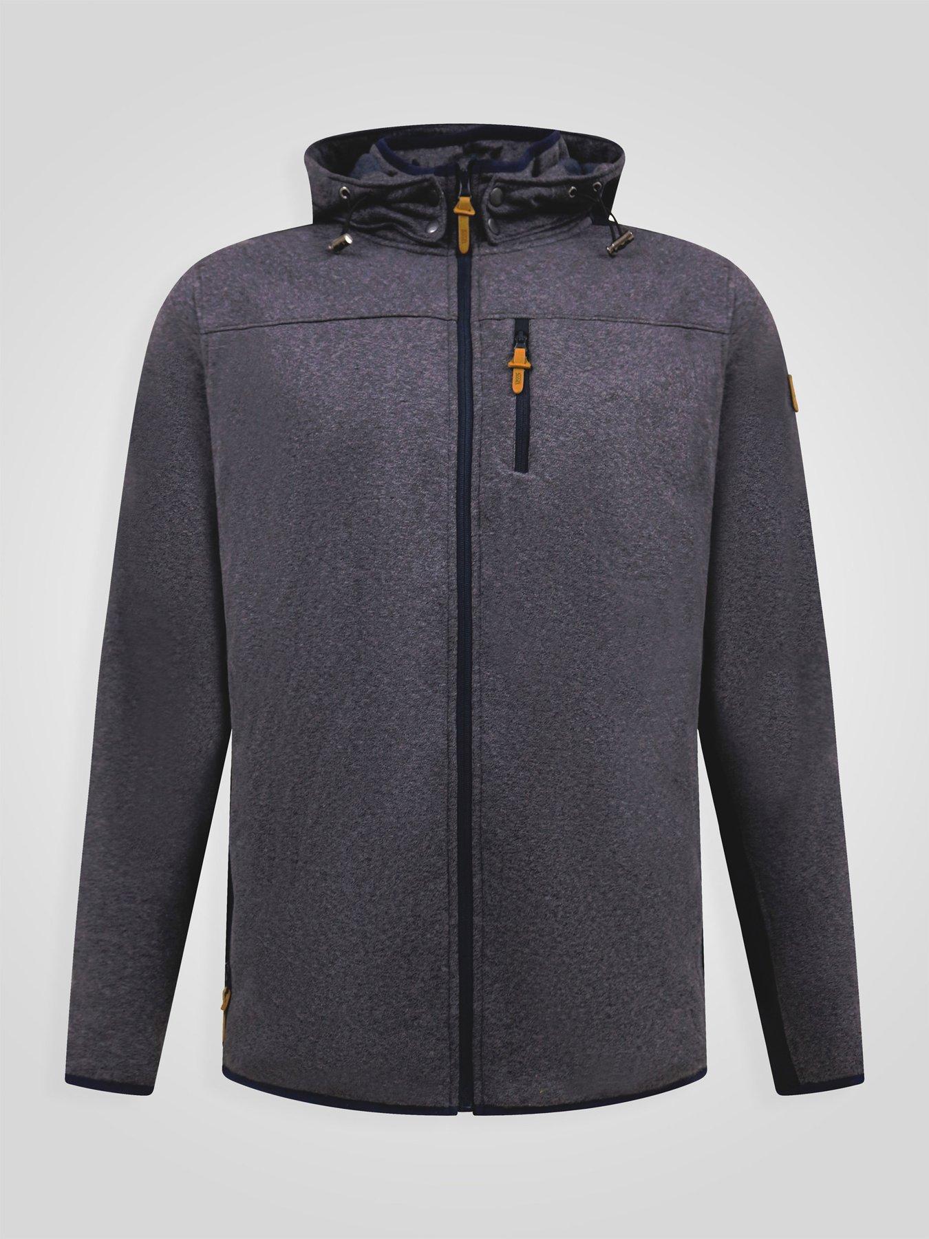Image 7 of 7 of D555 Mens Detachable Hood Bonded Fleece Zip Through Hoodie - Navy