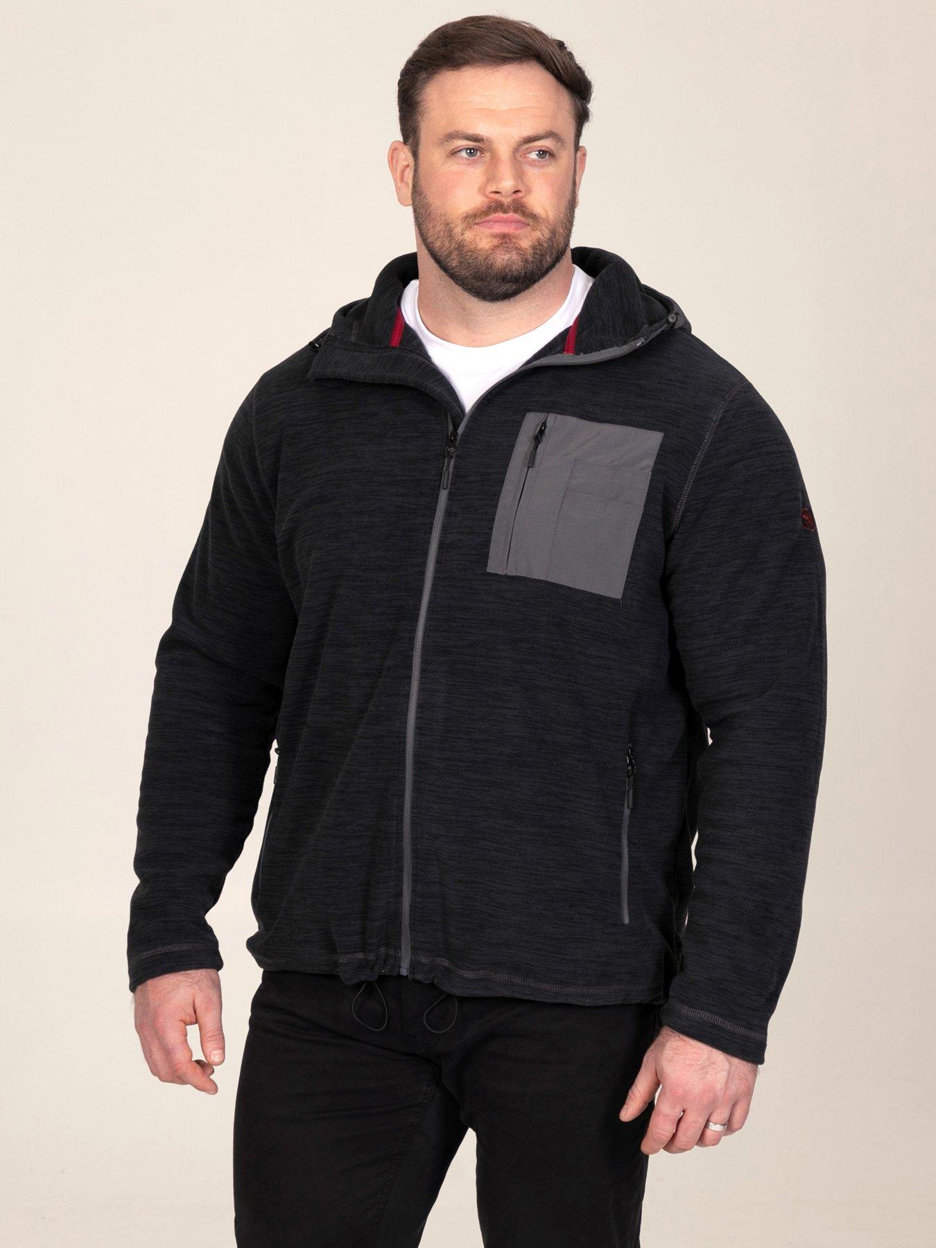 Image 1 of 7 of D555 Mens Micro Fleece Zip Through Hoodie - Black