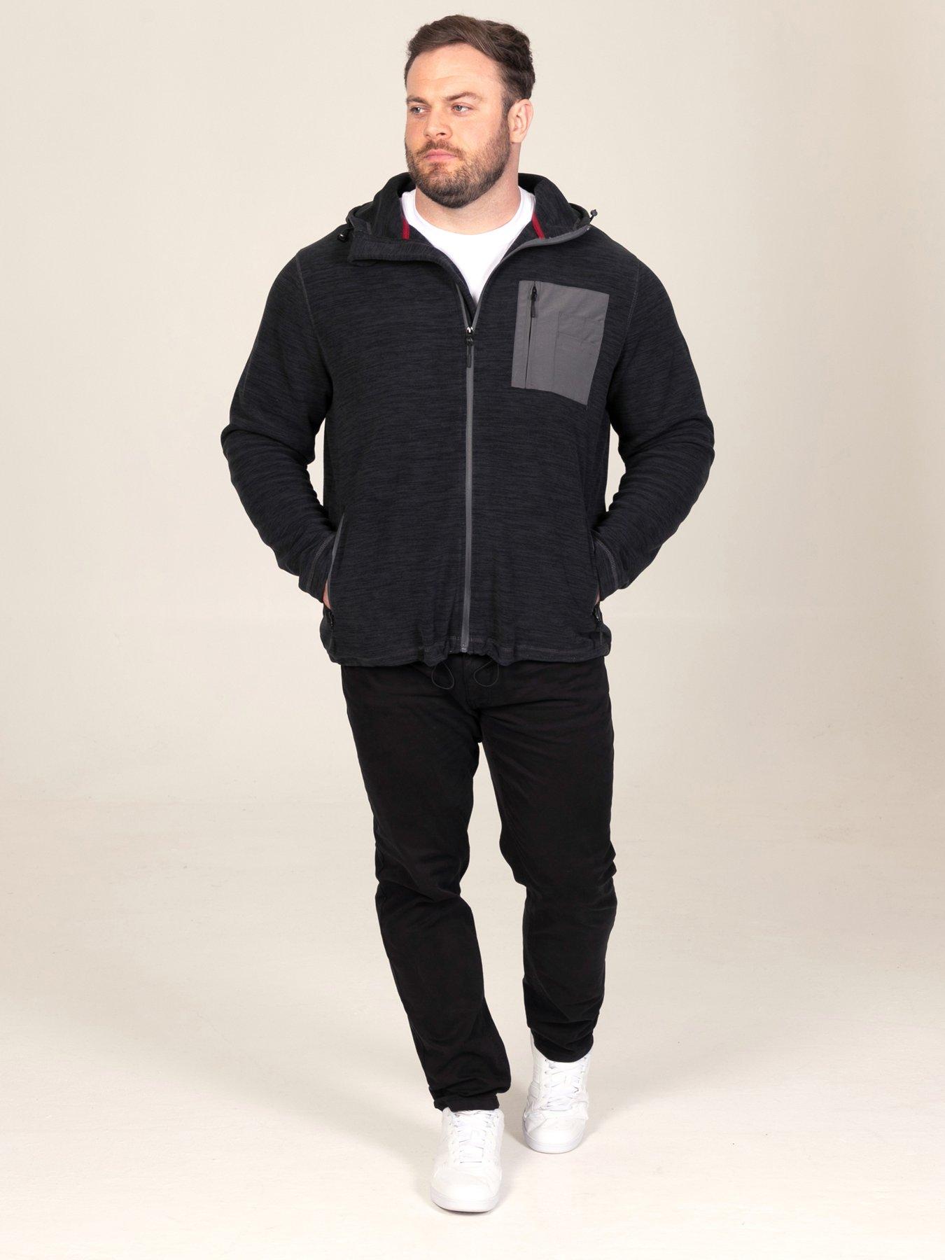 Image 3 of 7 of D555 Mens Micro Fleece Zip Through Hoodie - Black