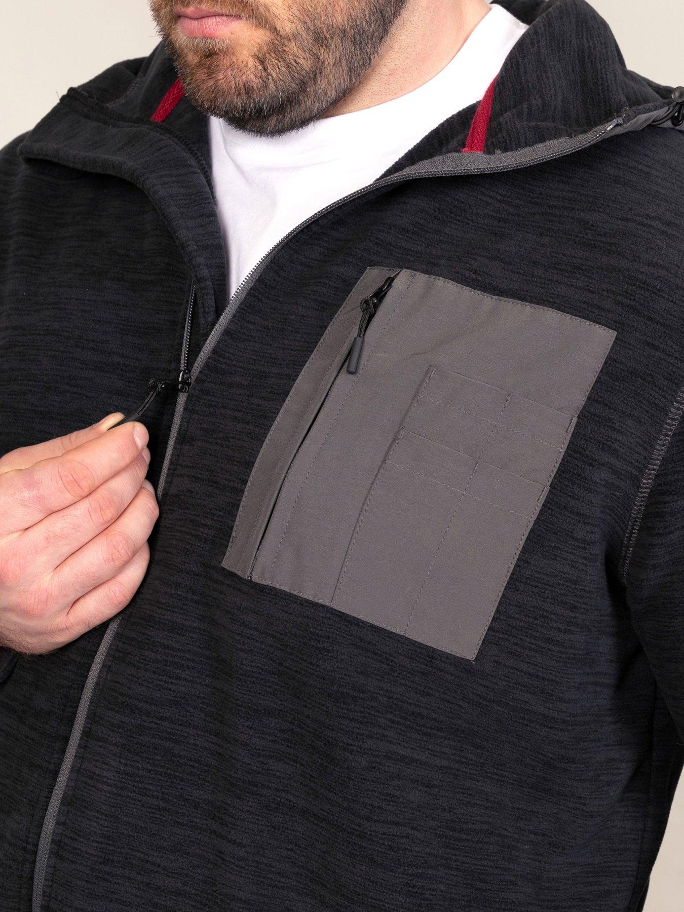 Image 5 of 7 of D555 Mens Micro Fleece Zip Through Hoodie - Black