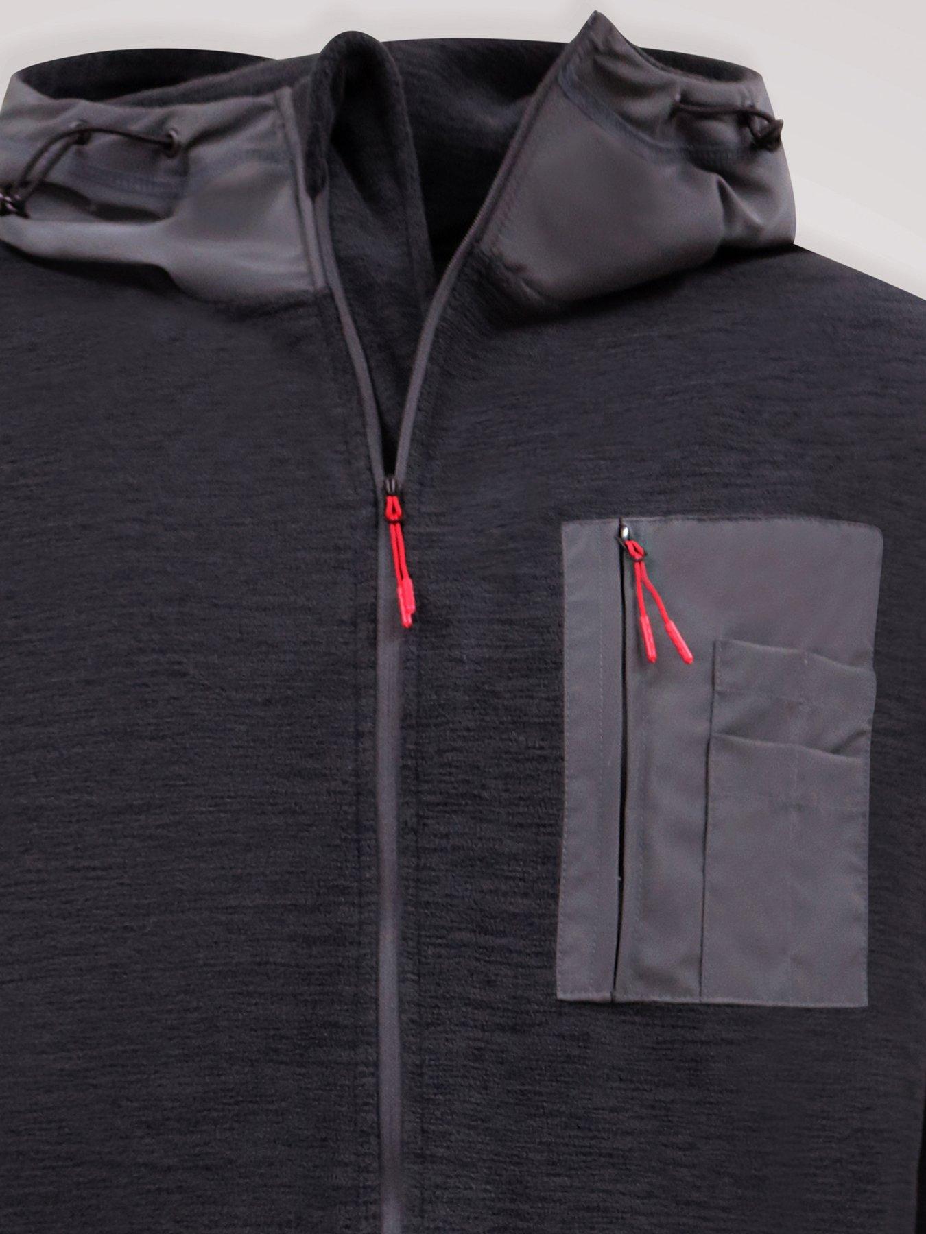 Image 6 of 7 of D555 Mens Micro Fleece Zip Through Hoodie - Black