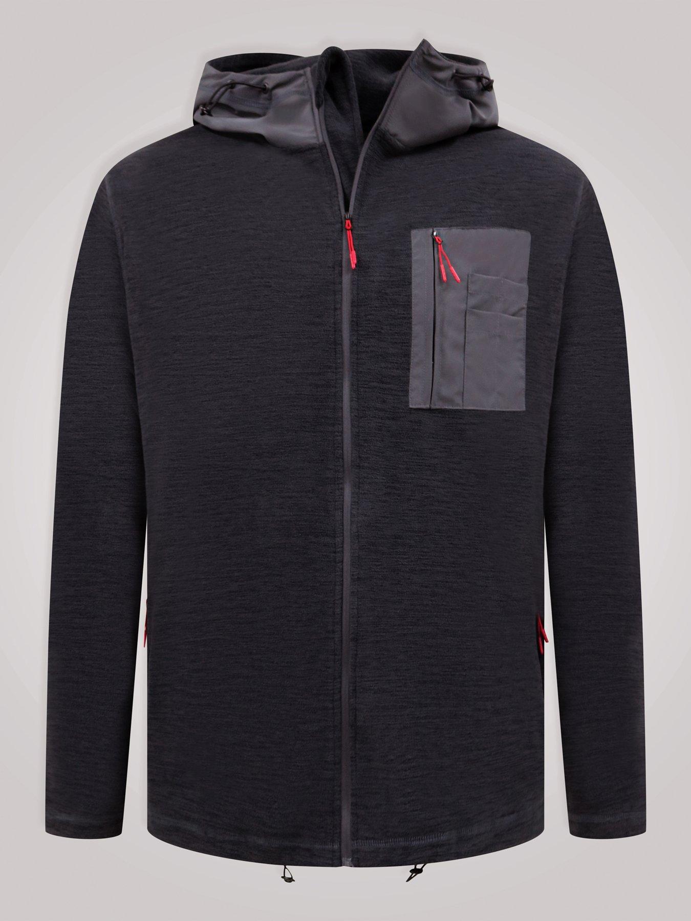 Image 7 of 7 of D555 Mens Micro Fleece Zip Through Hoodie - Black
