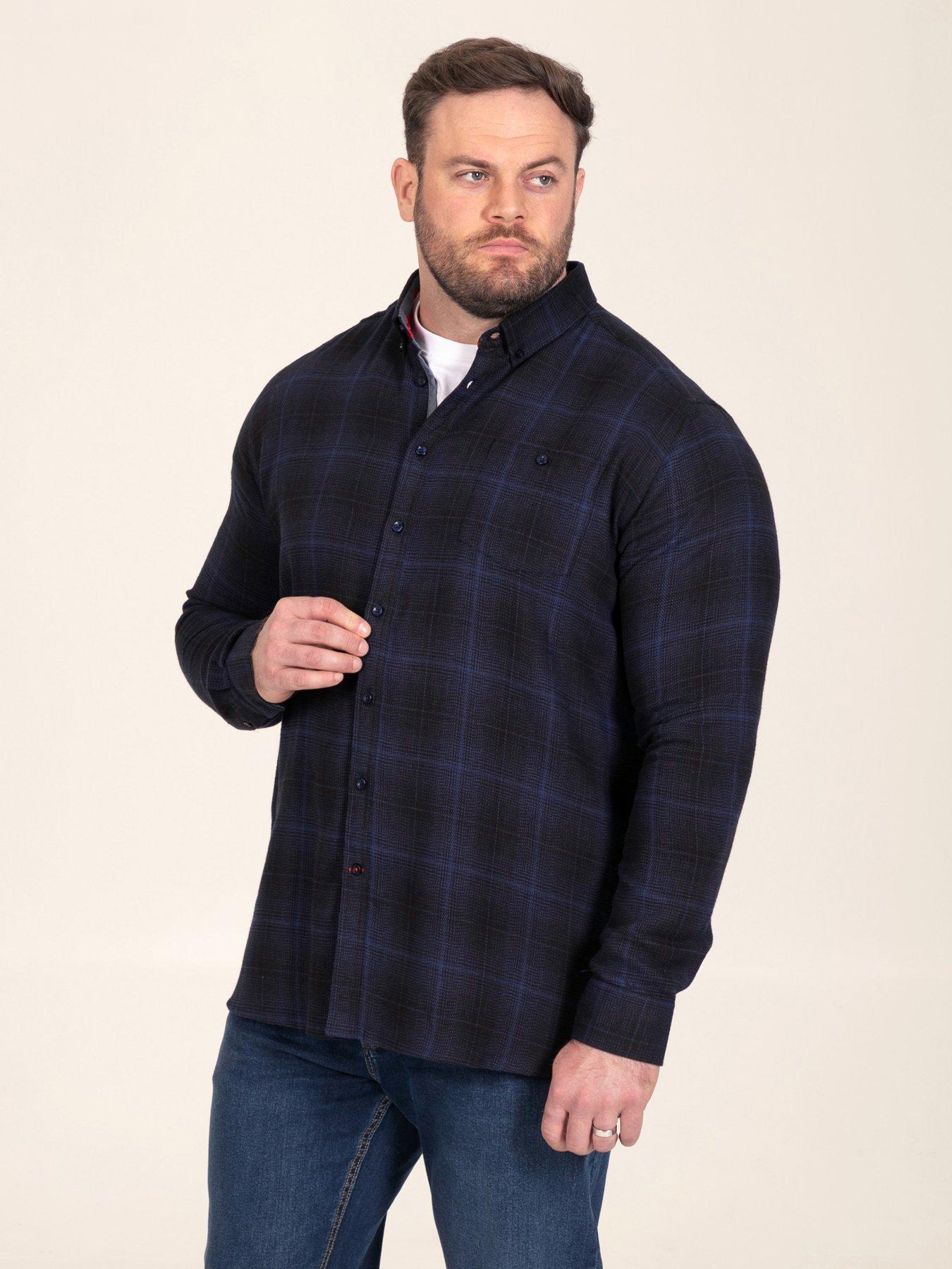 Image 1 of 7 of D555 D555 Navy Check Shirt With Chest Patch Pocket & Button Down Collar