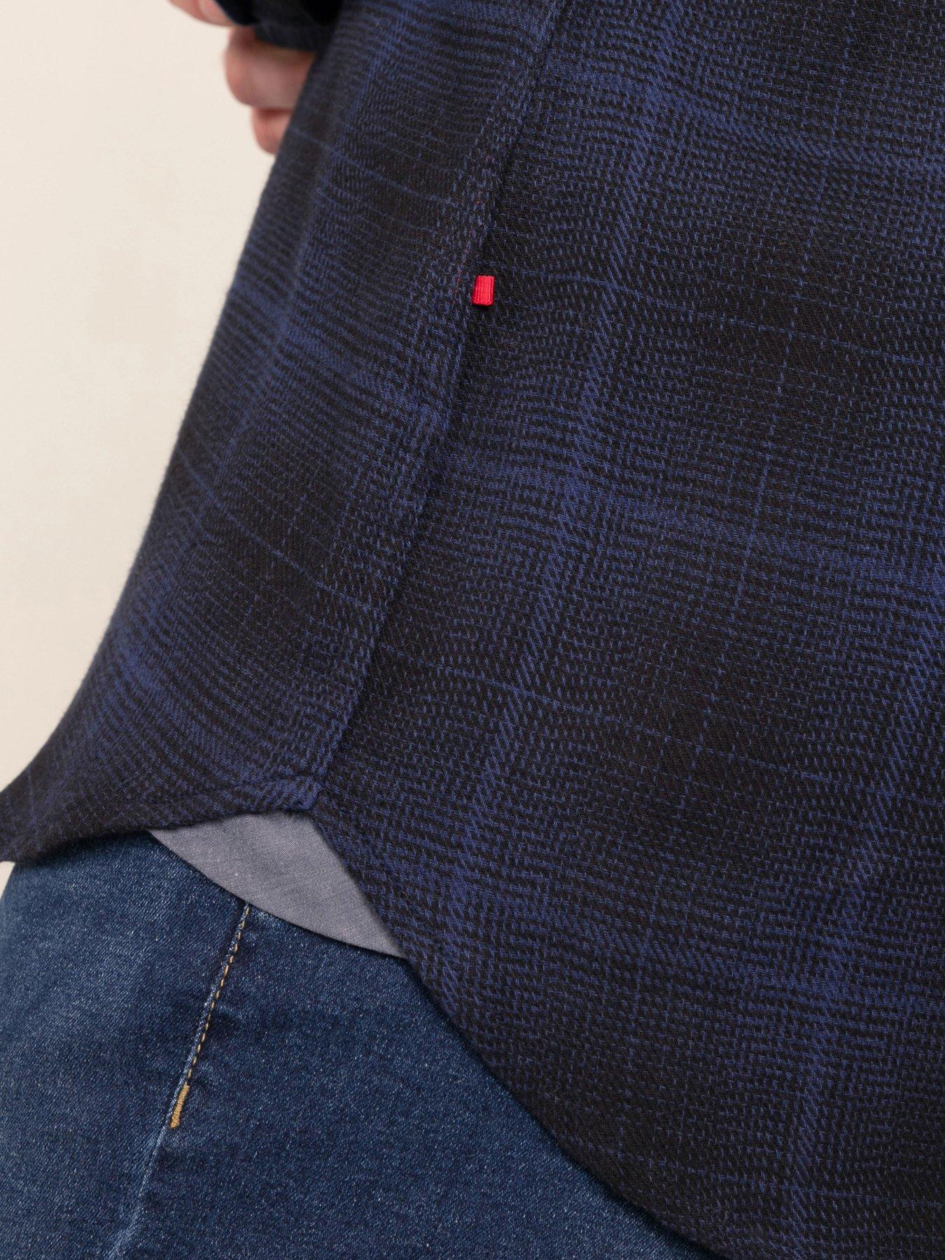 Image 5 of 7 of D555 D555 Navy Check Shirt With Chest Patch Pocket & Button Down Collar