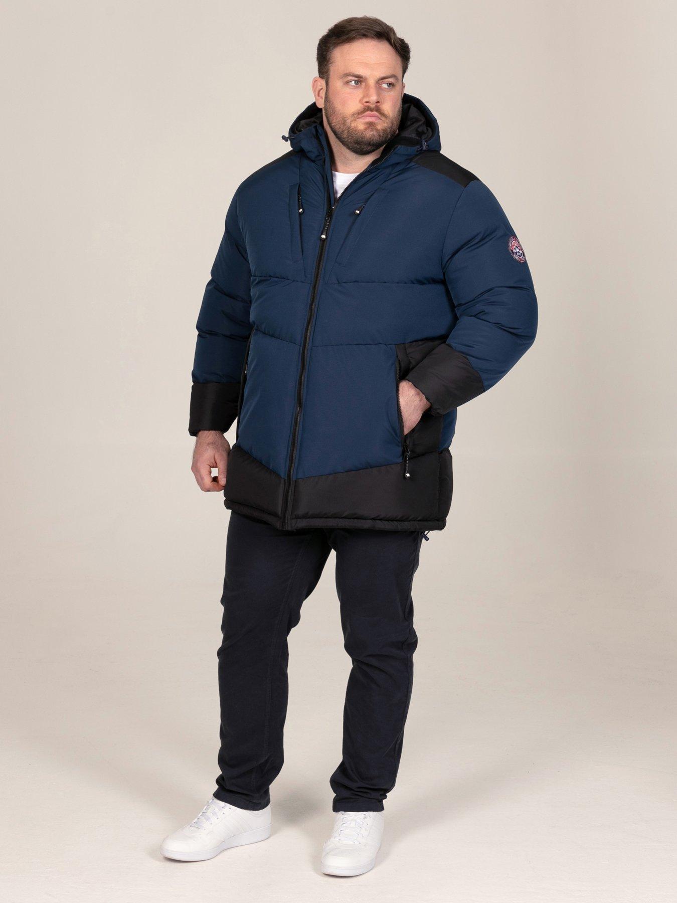 Image 3 of 7 of D555 Ripstop Quilted Padded Jacket With Hood With Black Panels