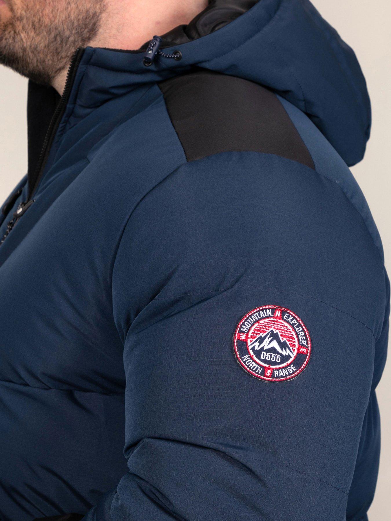 Image 4 of 7 of D555 Ripstop Quilted Padded Jacket With Hood With Black Panels