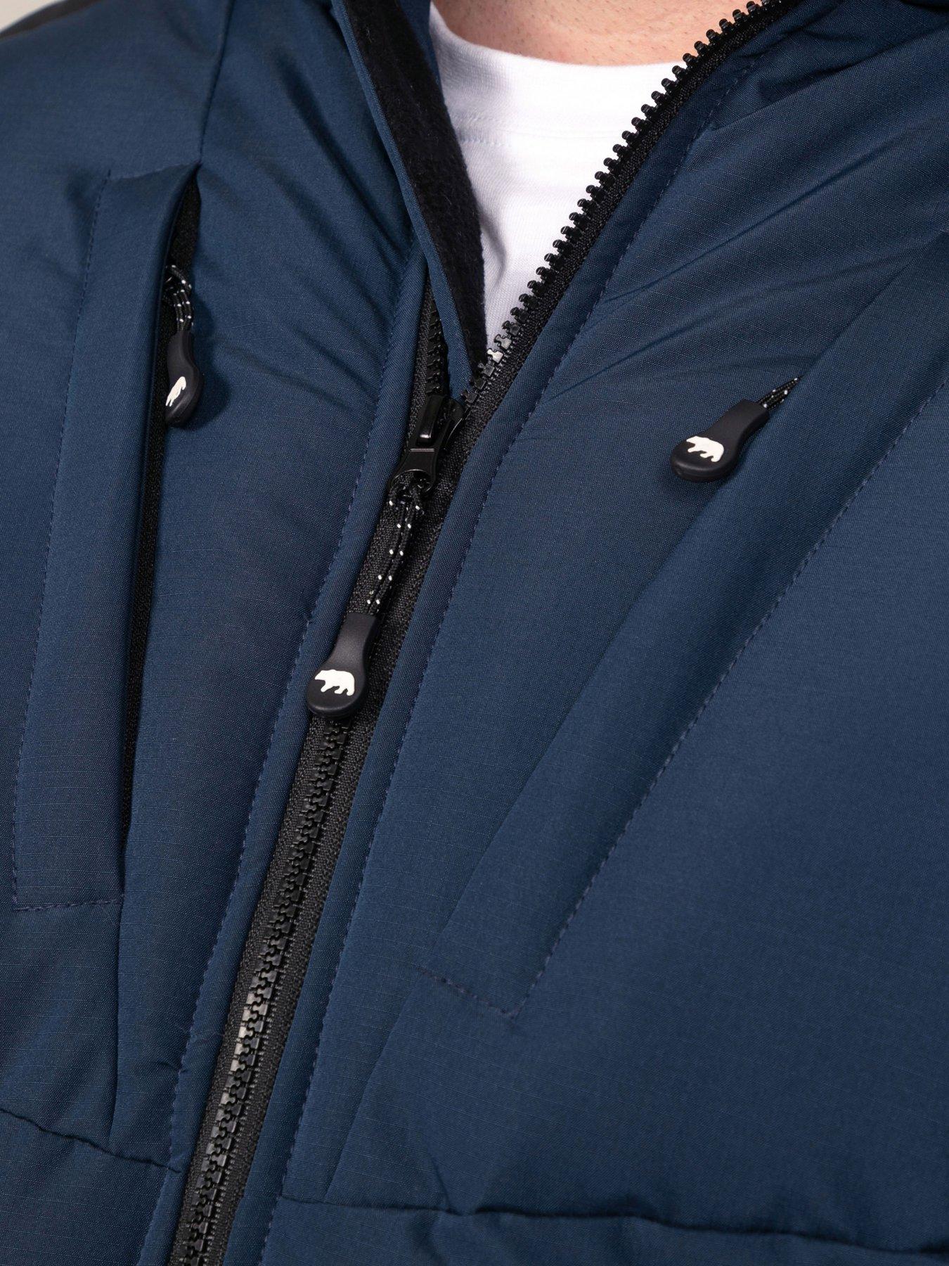Image 6 of 7 of D555 Ripstop Quilted Padded Jacket With Hood With Black Panels