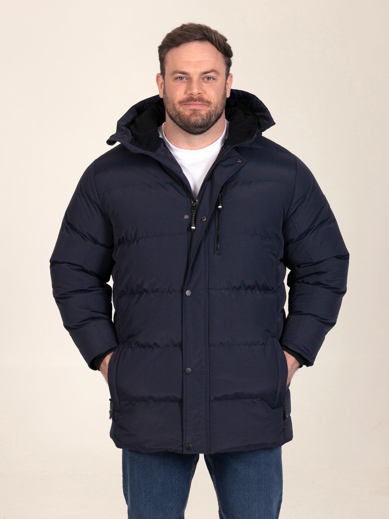 Image 1 of 7 of D555 Mens Quilted Padded Hooded Jacket - Navy
