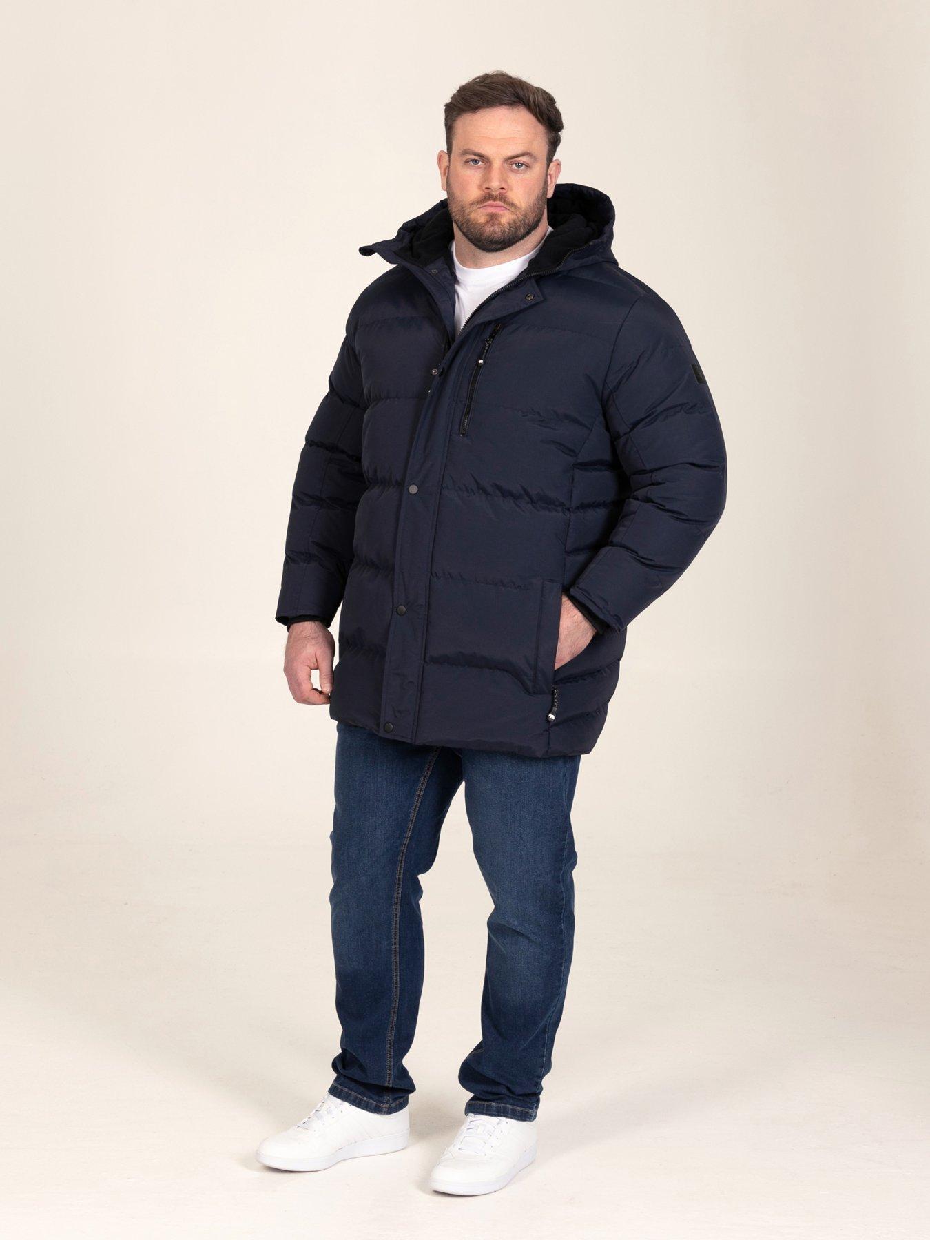 Image 3 of 7 of D555 Mens Quilted Padded Hooded Jacket - Navy