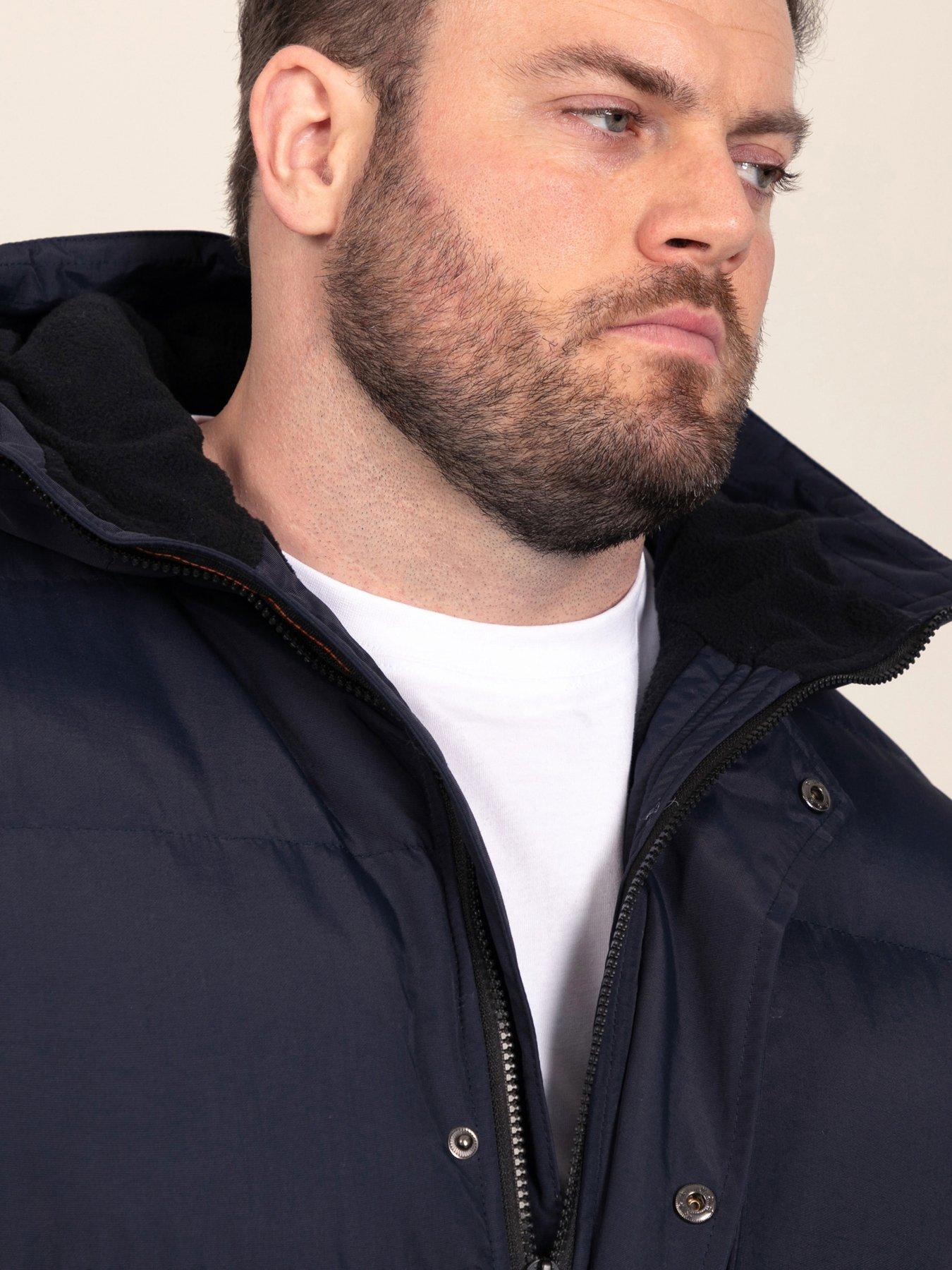 Image 4 of 7 of D555 Mens Quilted Padded Hooded Jacket - Navy