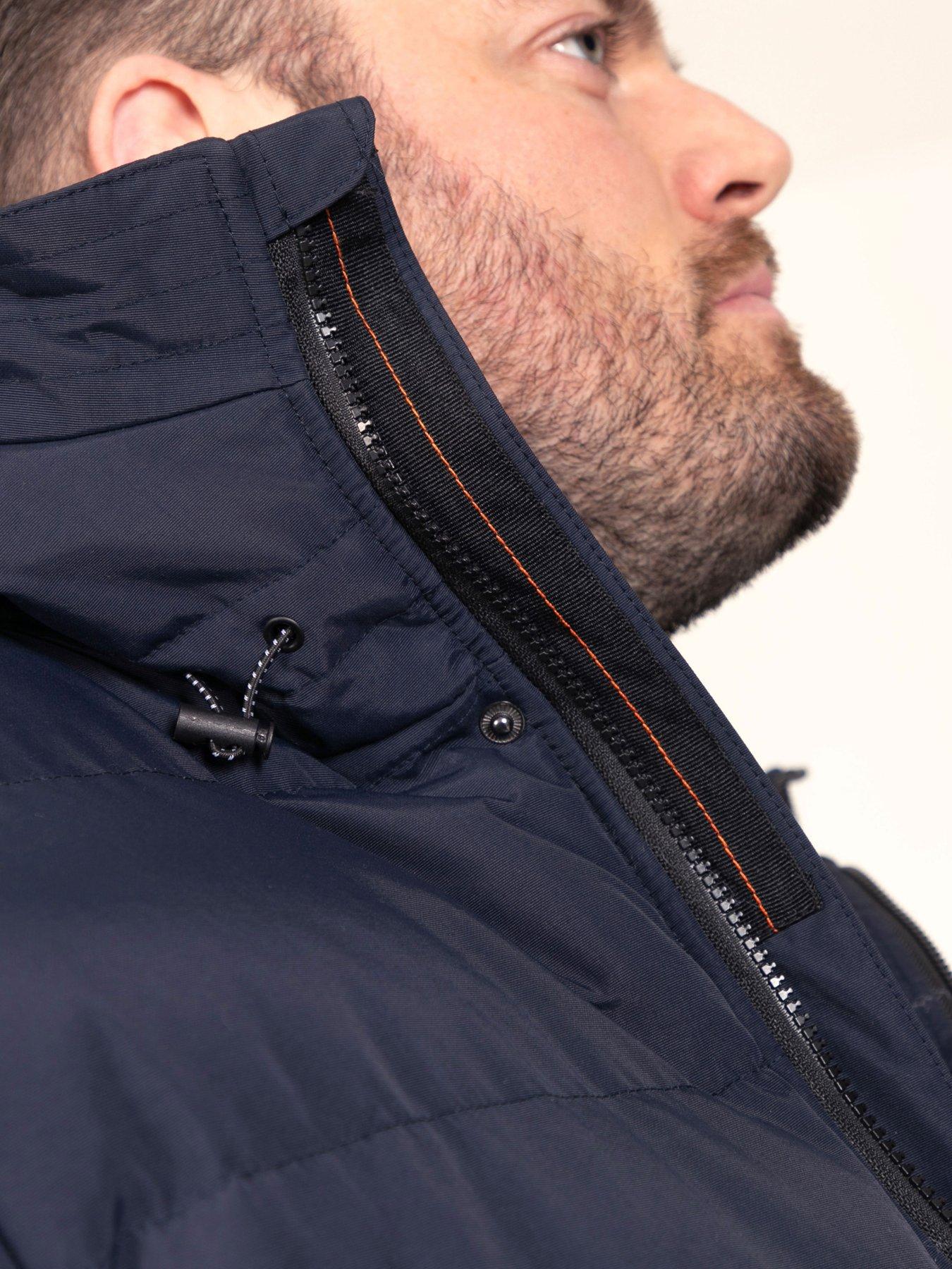 Image 5 of 7 of D555 Mens Quilted Padded Hooded Jacket - Navy